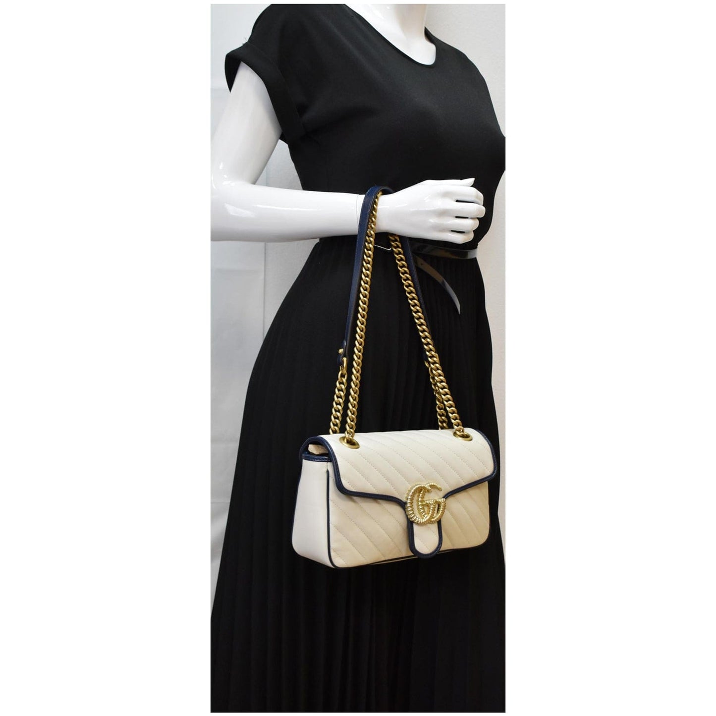 Gucci Torchon Marmont Shoulder Bag Matelasse White
