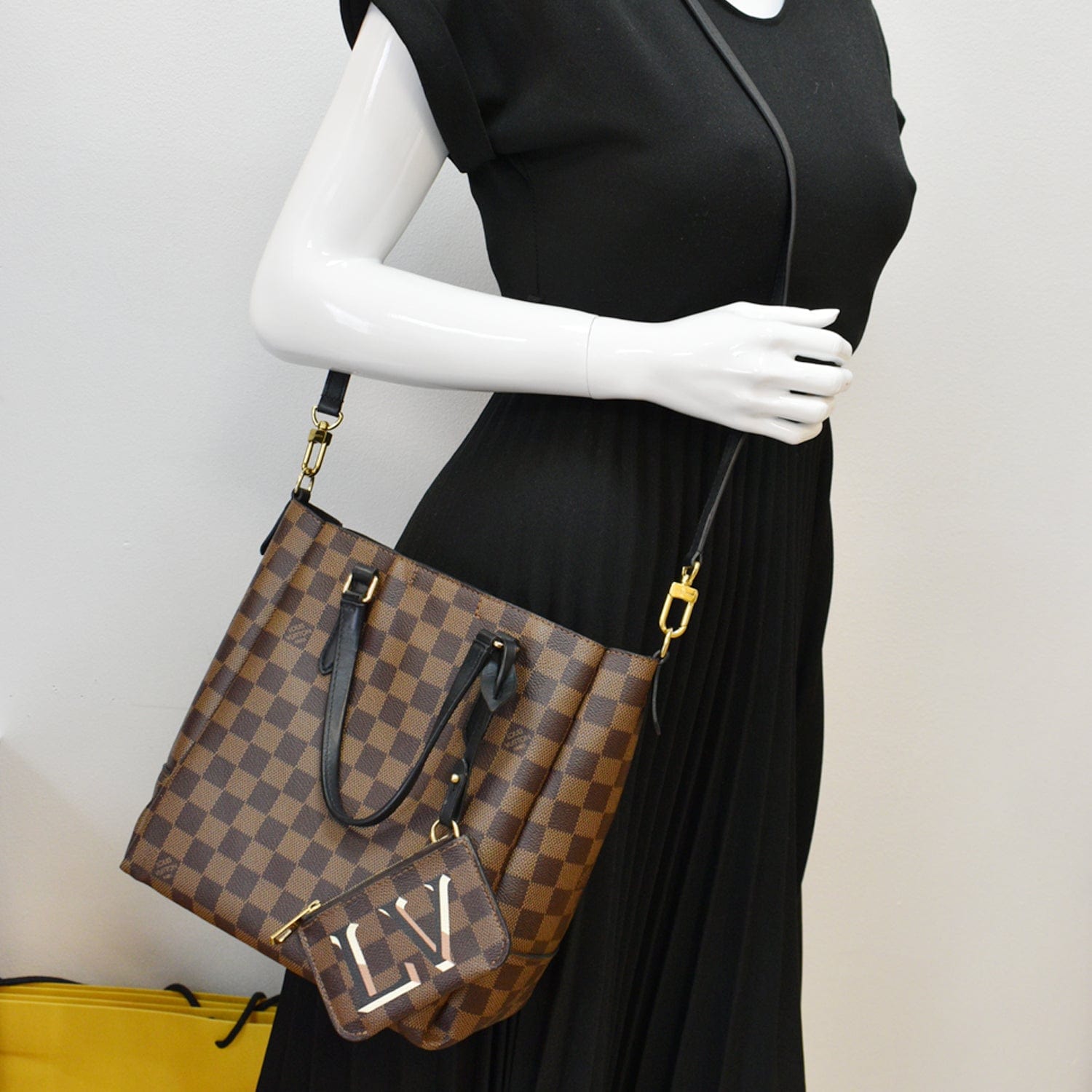 Louis Belmont Mm Damier Ebene Shoulder Bag Brown