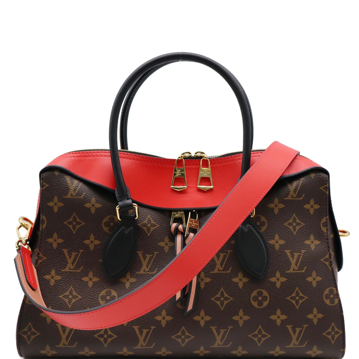 Louis Tuileries Tote Shoulder Bag Canvas Monogram Bag Red