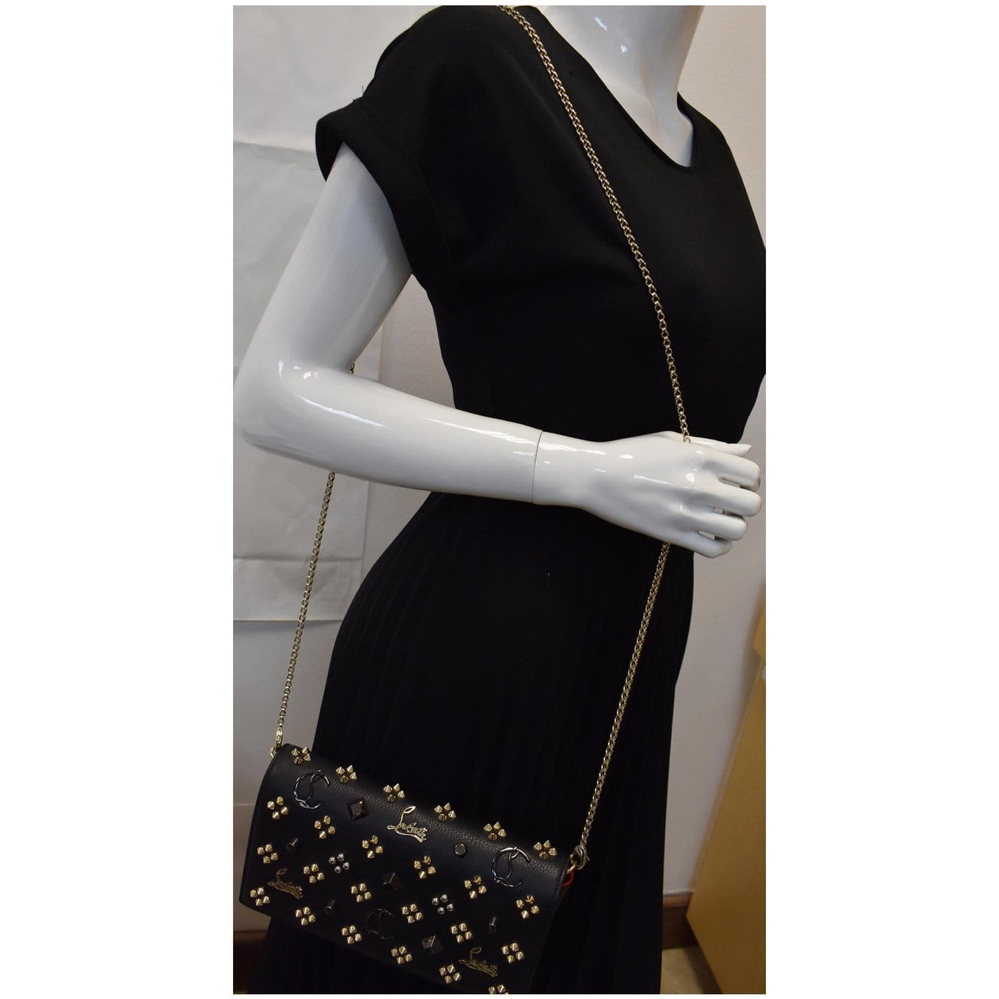 Paloma Embellished Clutch Bag Leather Black Shoulder Bag
