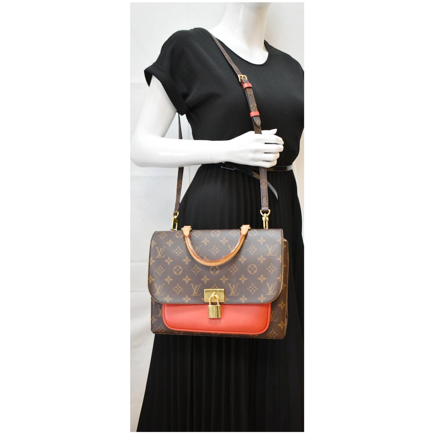 Louis Marignan Shoulder Bag Coquelicot Canvas Monogram