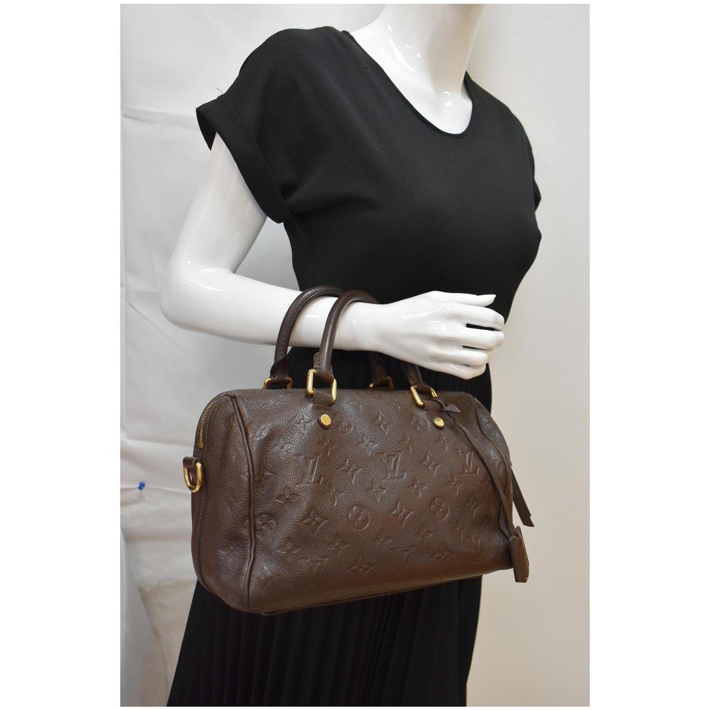Louis Speedy Empreinte Satchel Bag Terre Leather Monogram Travel Bag