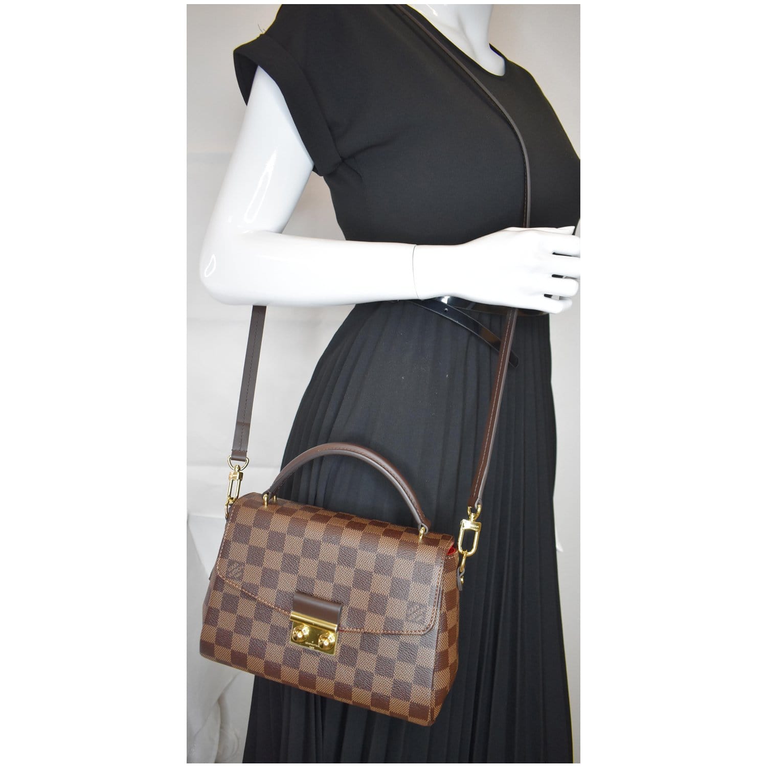 Louis Croisette Damier Ebene Crossbody Bag Brown