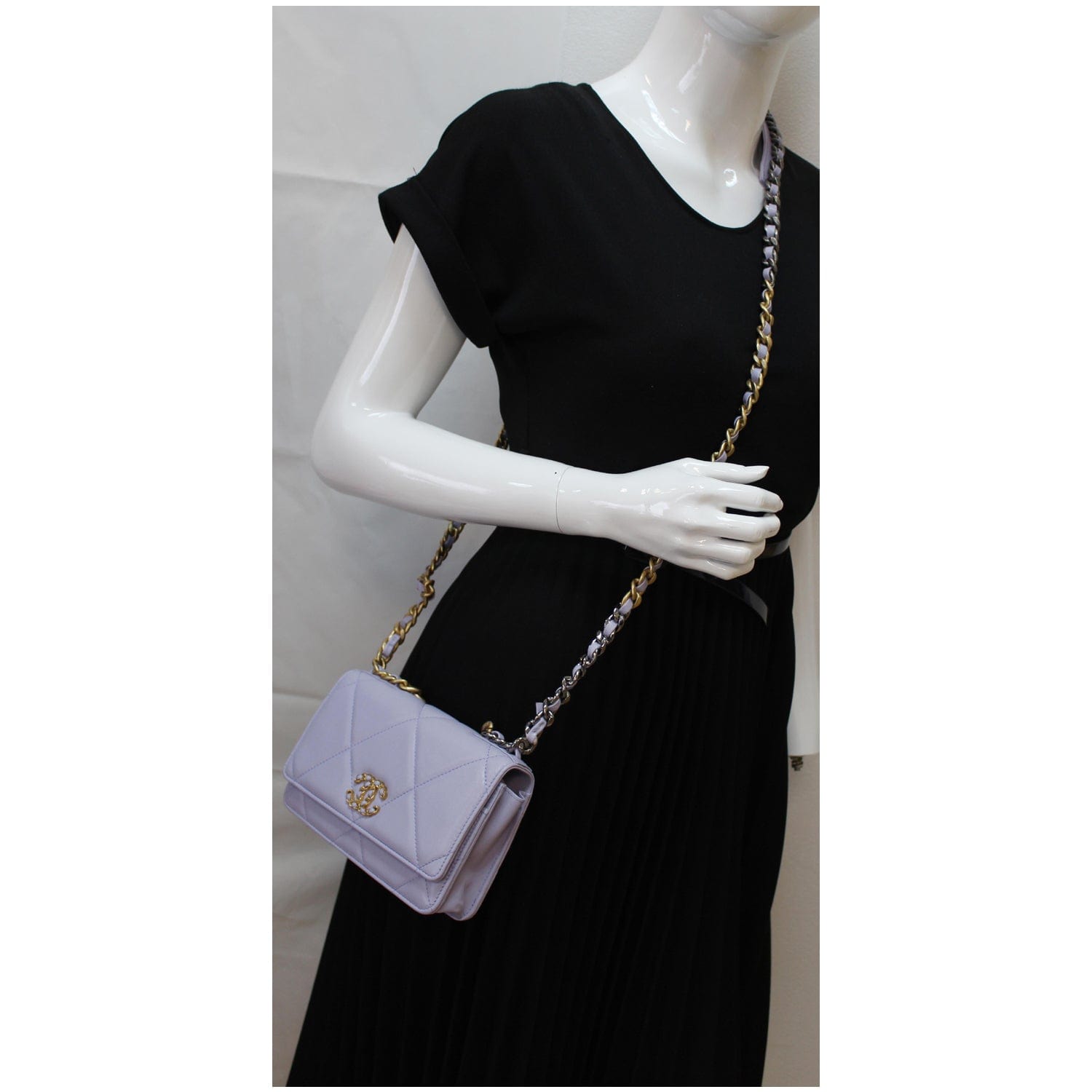 Chanel Cc Woc Wallet On Crossbody Bag Light Leather Chain