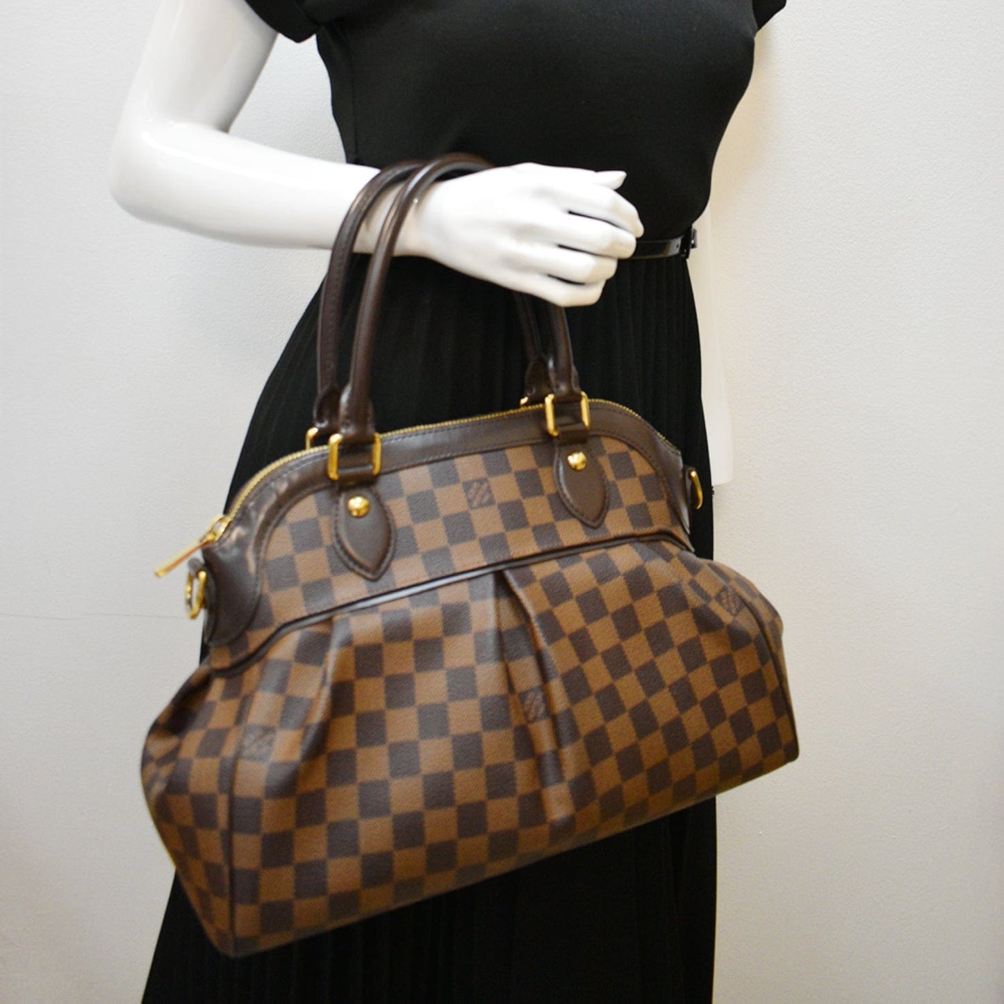 Louis Trevi Pm Damier Ebene Satchel Bag Brown Travel Bag