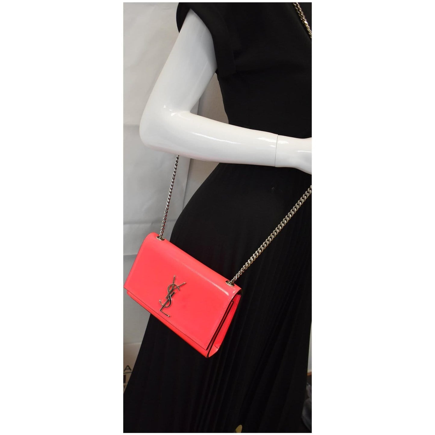 YSL Saint Laurent Saint Kate Crossbody Bag Neon Leather Pink