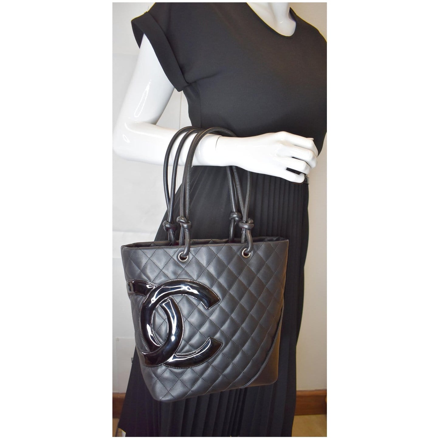 Chanel Cambon Ligne Calfskin Tote Bag Leather Quilted