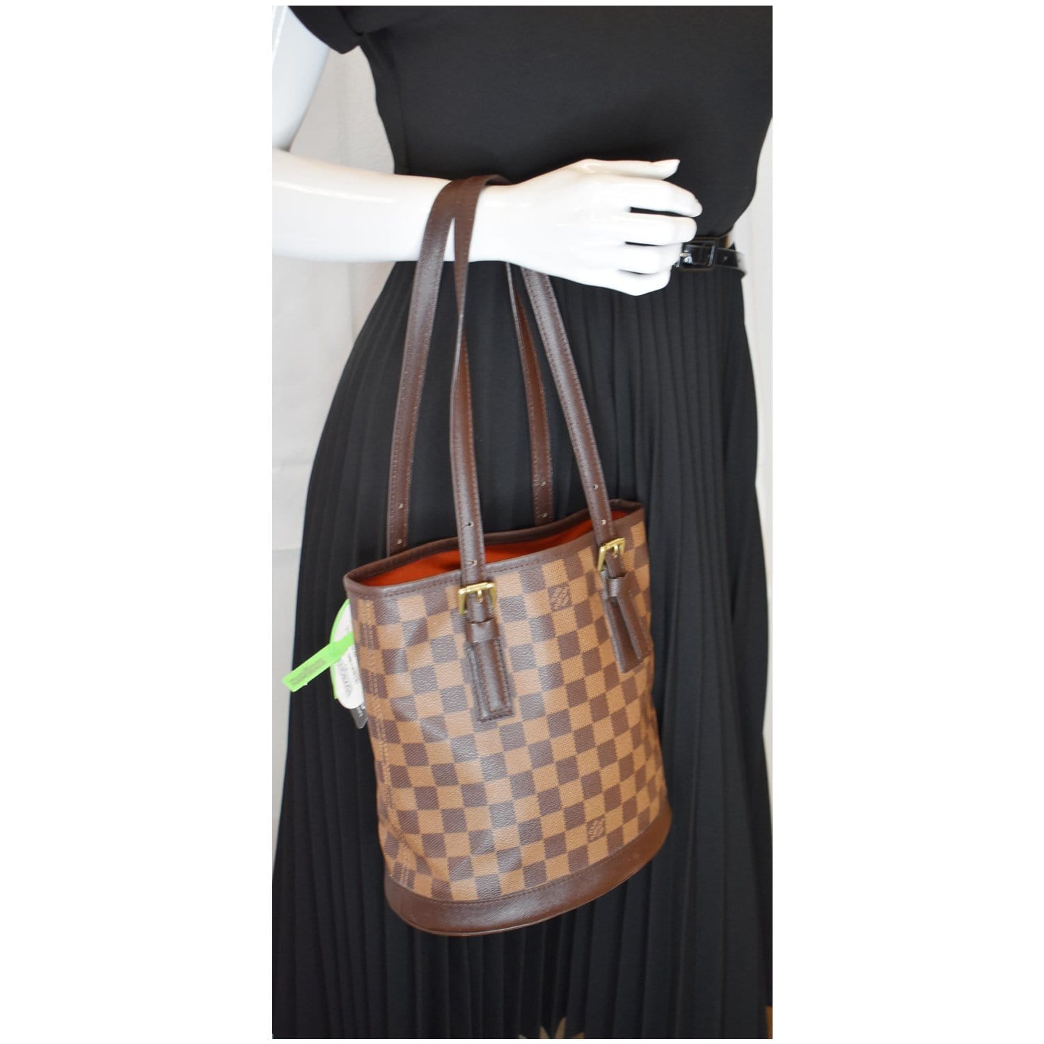 Louis Marais Damier Ebene Shoulder Bag Brown Bucket