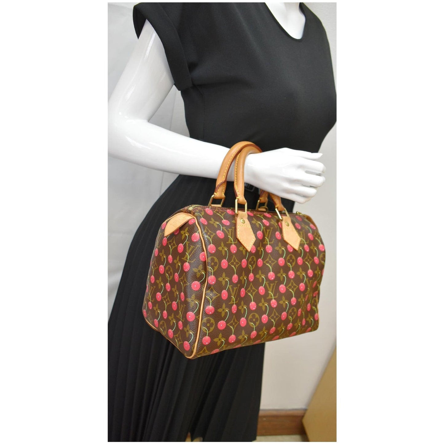 Louis Cerises Speedy Satchel Bag Canvas Monogram Travel Bag