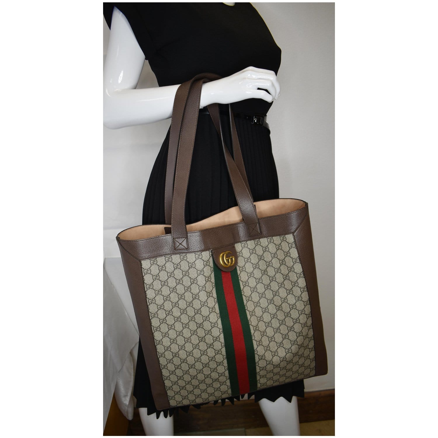 Gucci Ophidia Soft Supreme Tote Bag Beige Large
