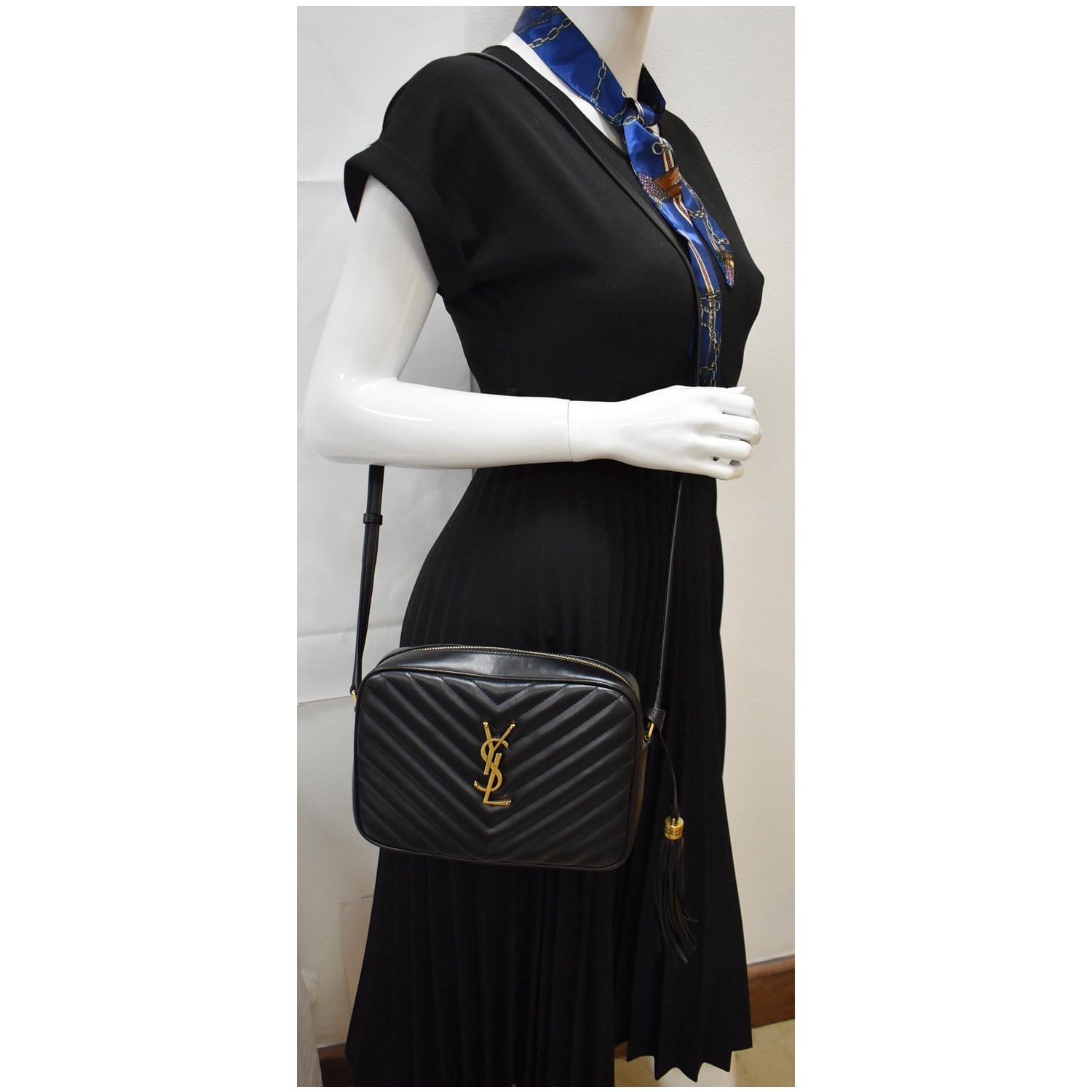YSL Saint Laurent Saint Lou Camera Crossbody Bag Leather Black