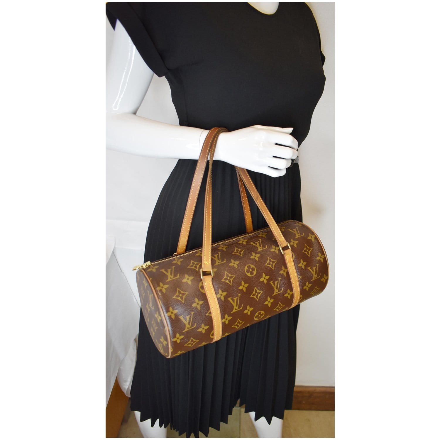 Louis Papillon Satchel Bag Canvas Monogram Travel Bag Bag Brown