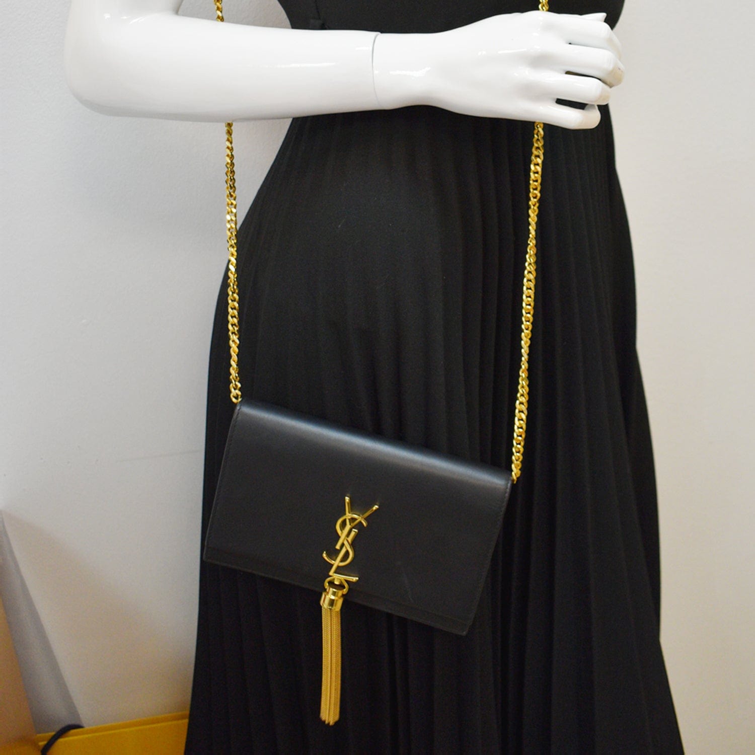 YSL Saint Laurent Saint Kate Tassel Crossbody Bag Leather Black Bag Black