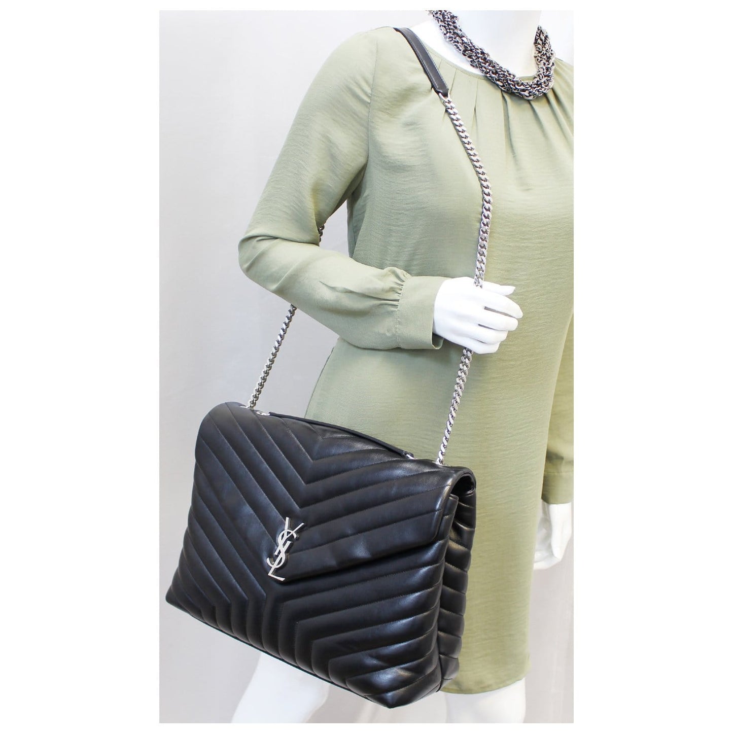 YSL Saint Laurent Saint Loulou Calfskin Shoulder Bag Matelasse Large
