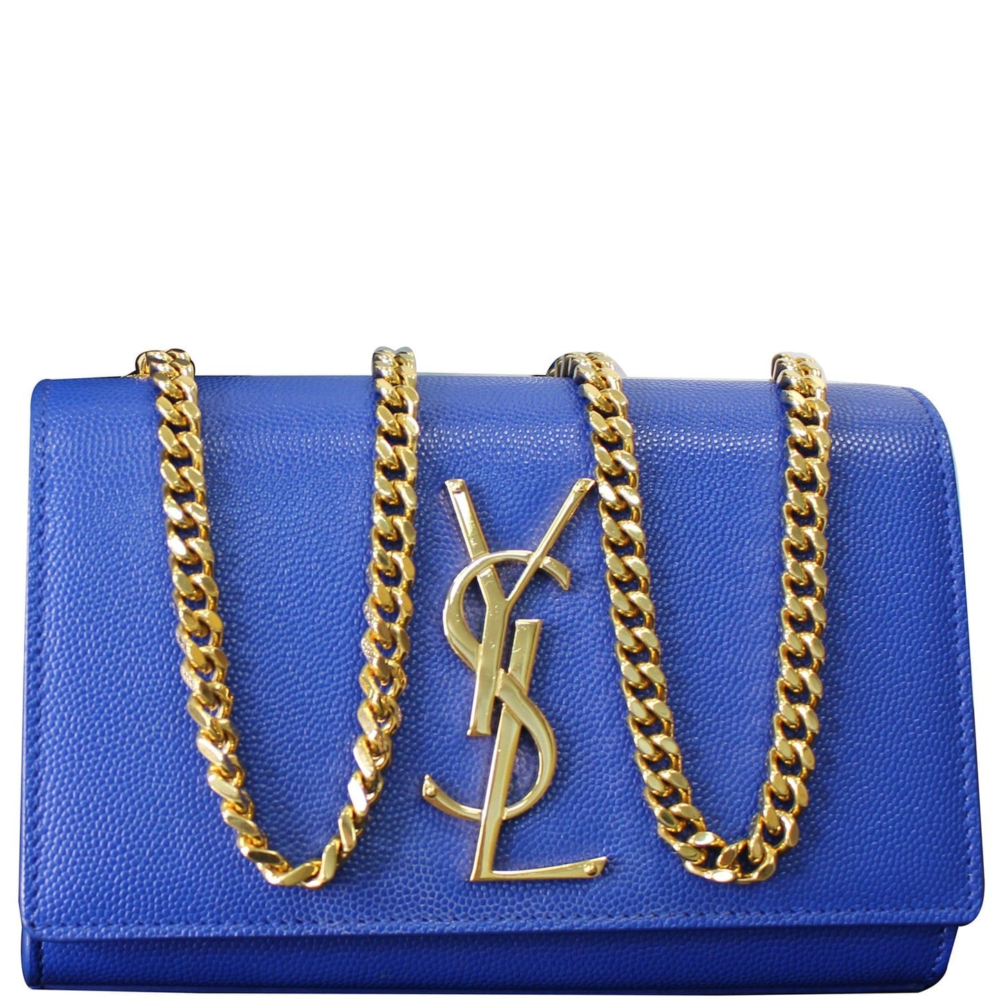 YSL Saint Laurent Saint Kate Grain De Poudre Crossbody Bag Blue Small