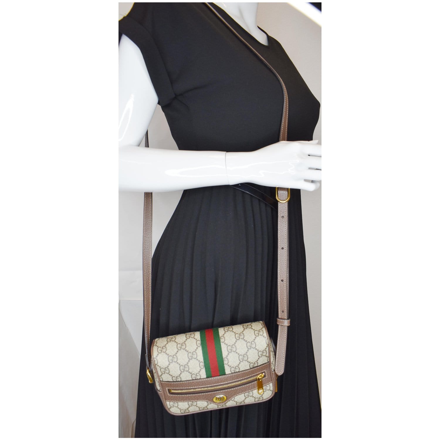 Gucci Ophidia Supreme Crossbody Bag Beige Mini