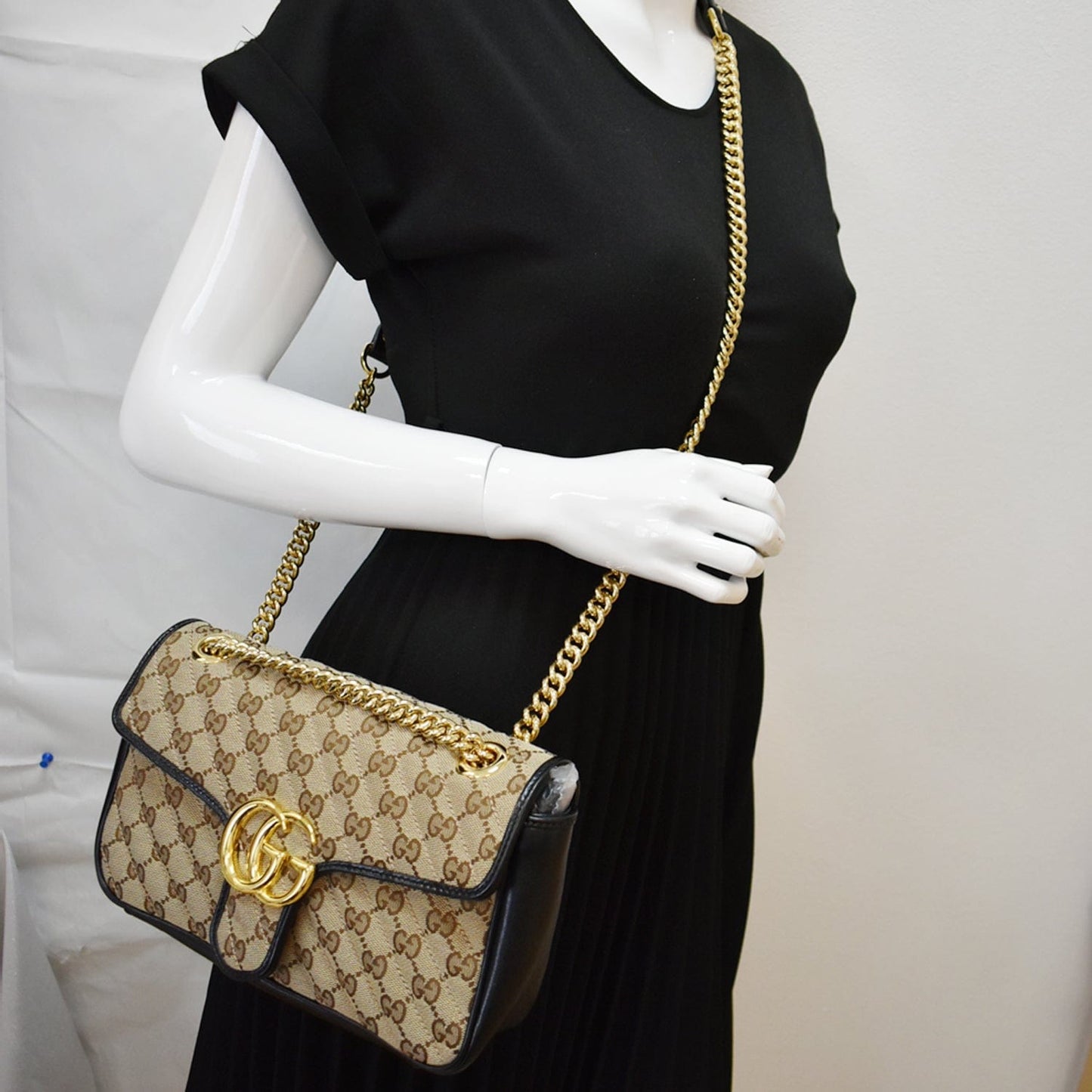 Gucci Marmont Small Shoulder Bag Canvas Matelasse Black 443497