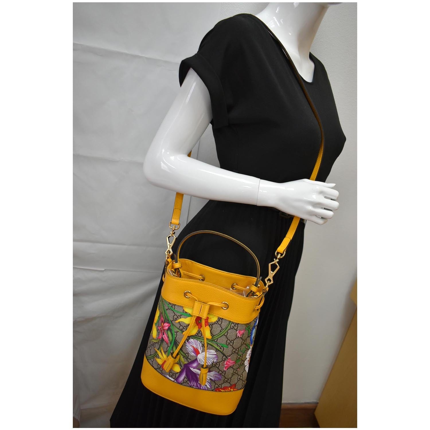 Gucci Ophidia Flora Bag Yellow Canvas Small Shoulder Bag