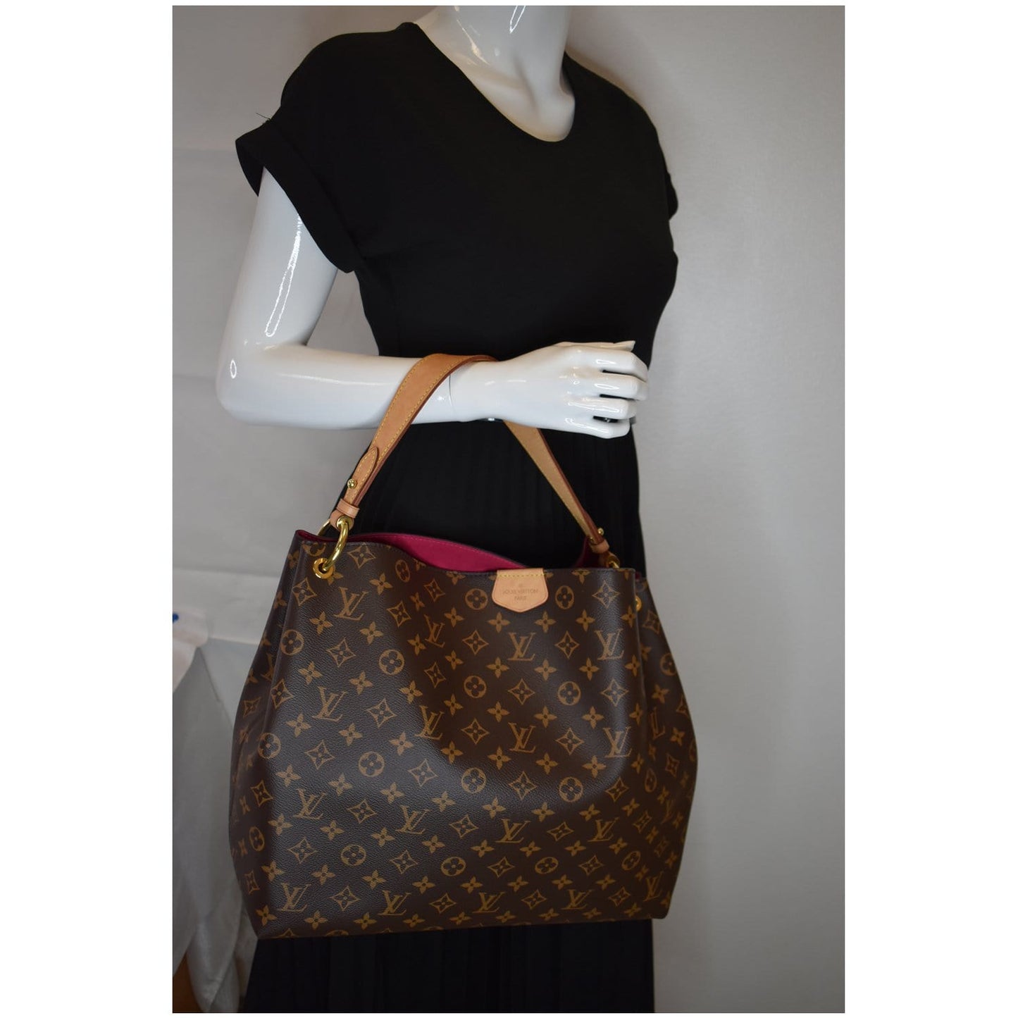 Louis Graceful Mm Shoulder Bag Canvas Monogram Brown 10