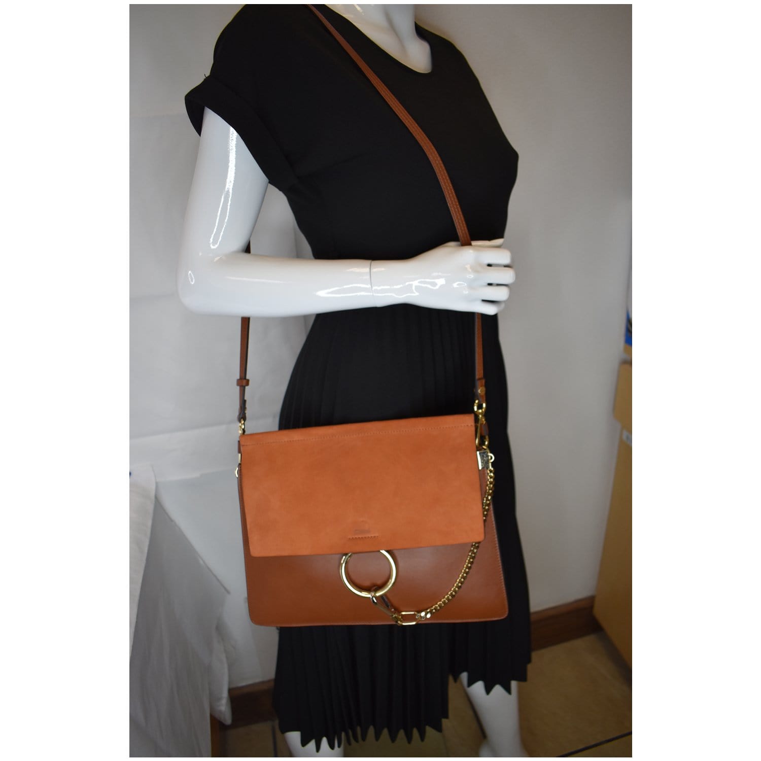 Chloe Faye Shoulder Bag Leather Brown