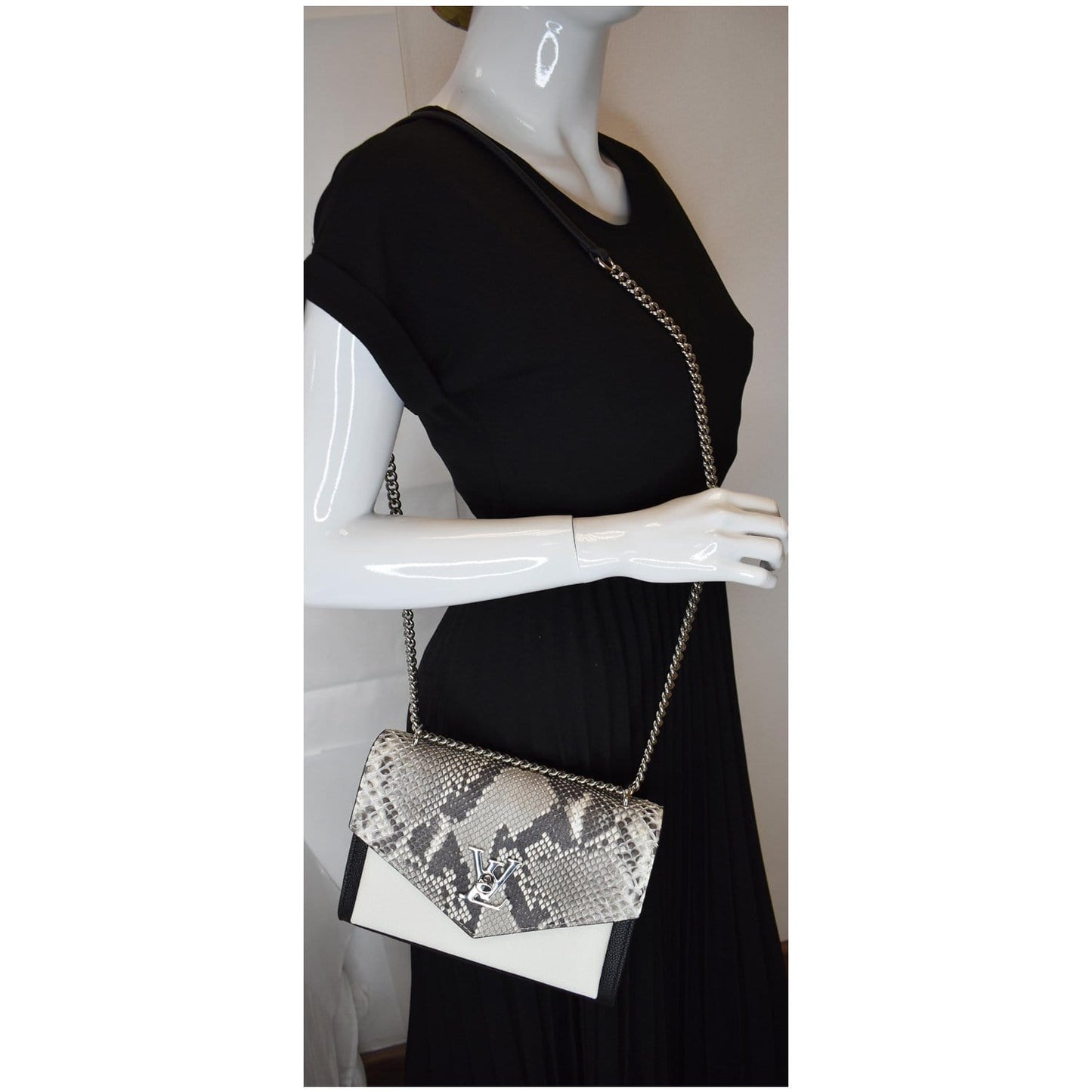 Louis Mylockme Bb Python Crossbody Bag Leather Black Bag Black