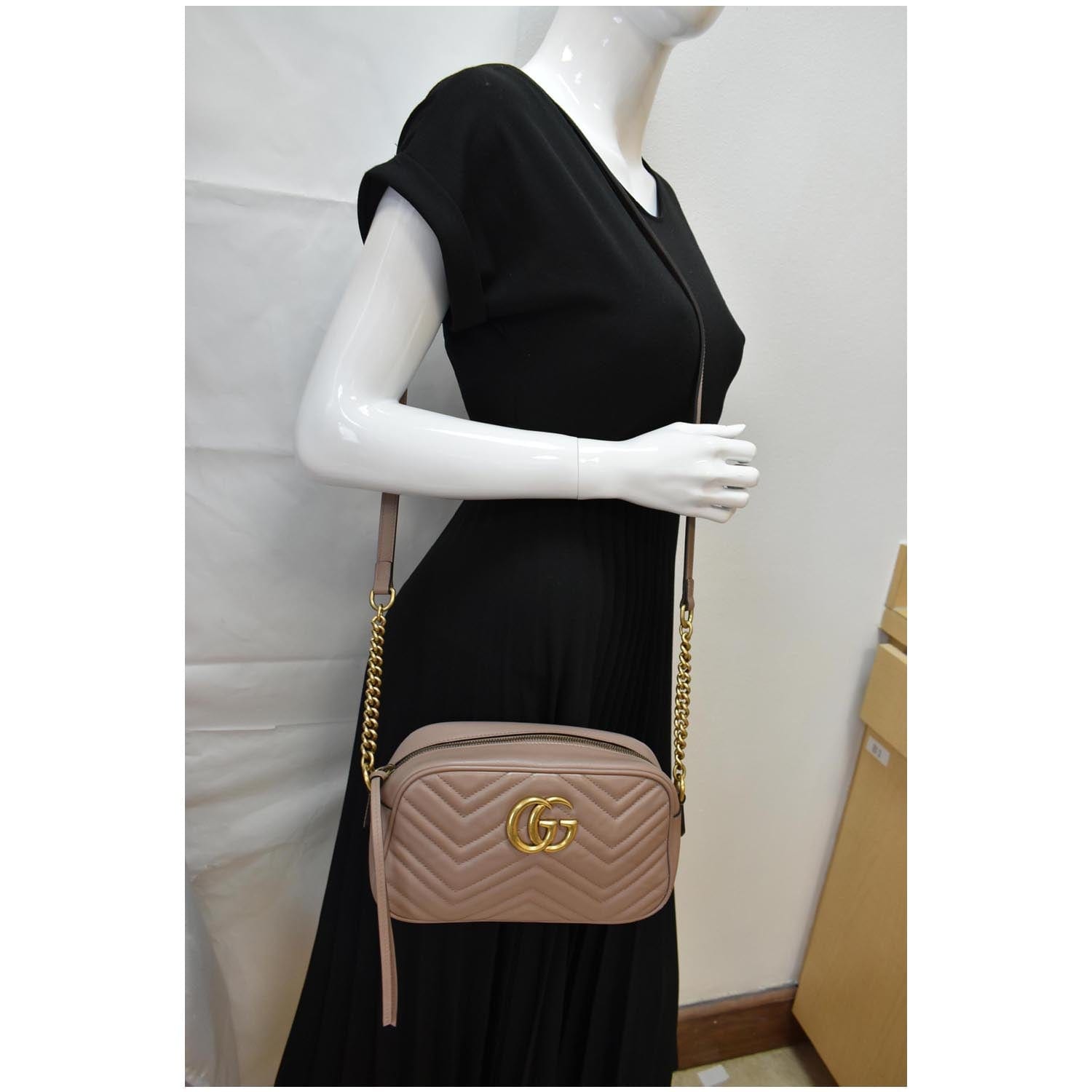 Gucci Marmont Crossbody Bag Taupe Leather Matelasse