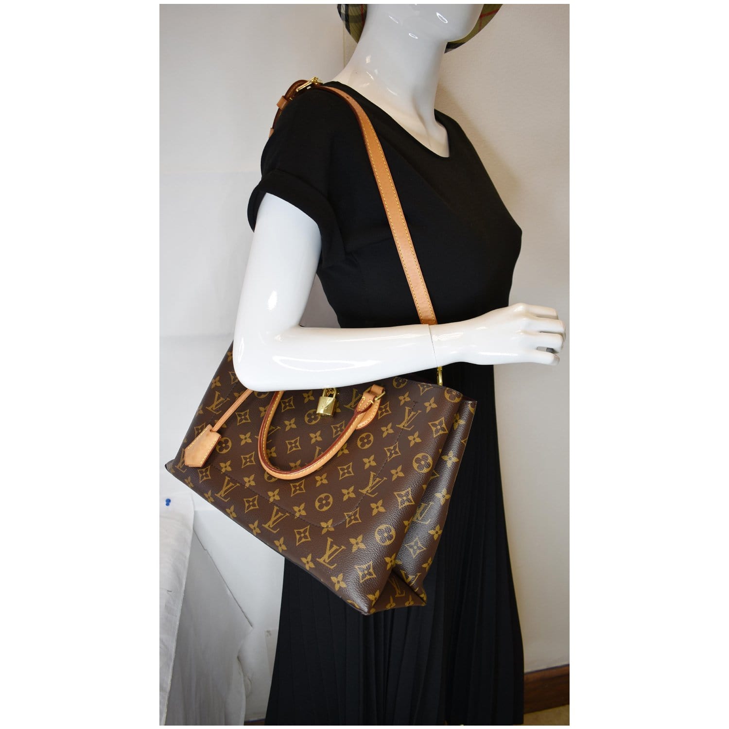 Louis Flower Tote Bag Canvas Monogram Bag Brown