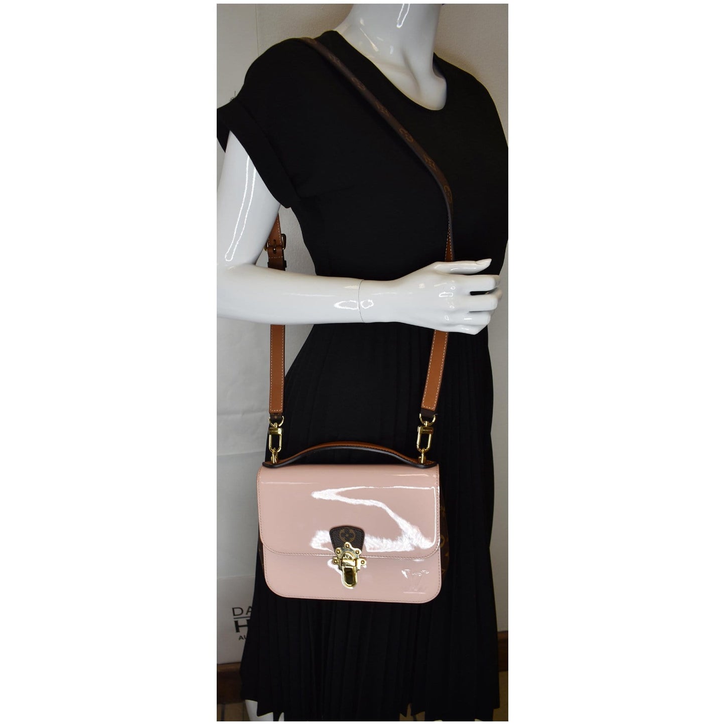 Louis Cherrywood Bb Patent Shoulder Bag Rose Leather