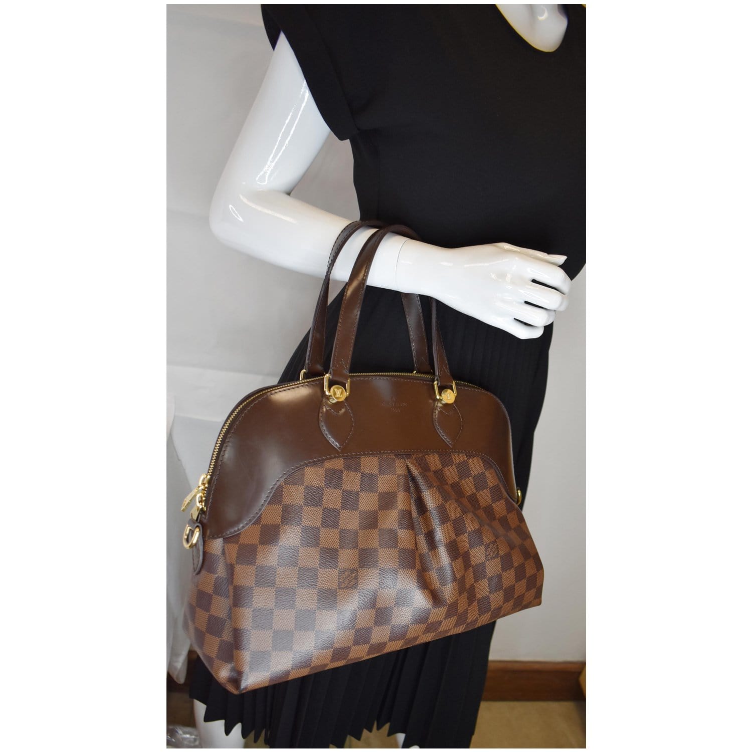 Louis Salvi Damier Ebene Shoulder Bag Brown