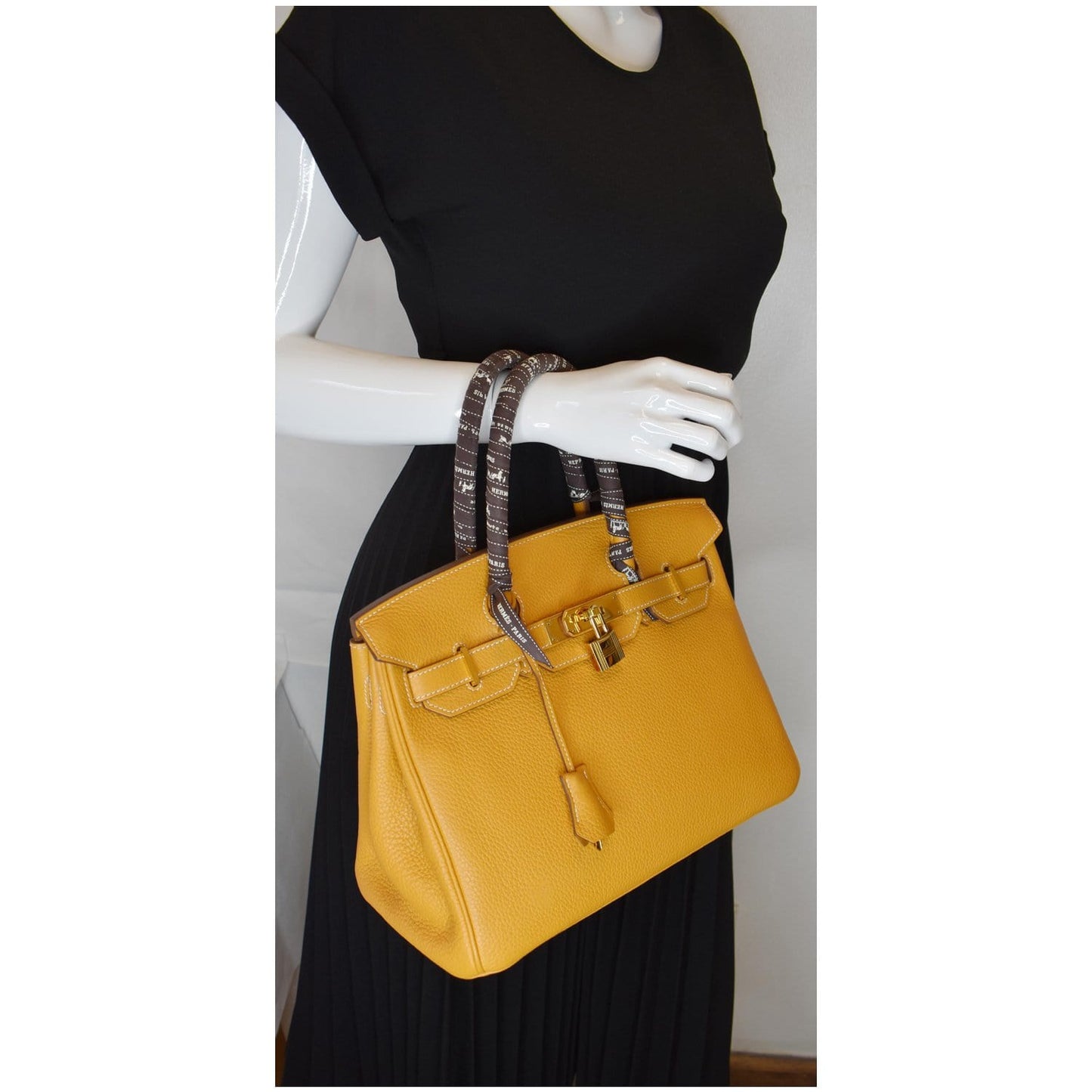 Hermes Birkin Clemence Tote Bag Mustard Leather