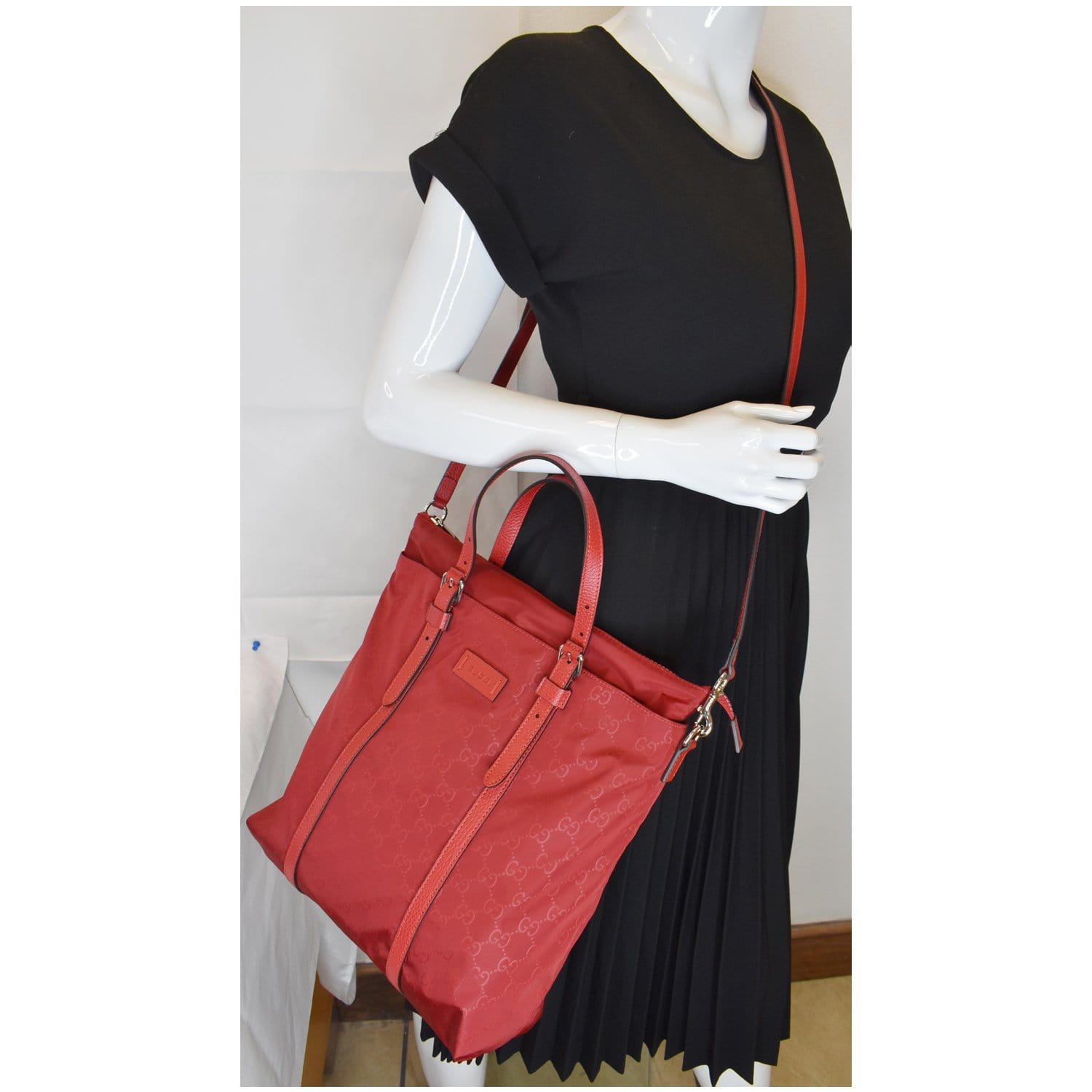 Gucci Medium Tote Shoulder Bag Nylon Monogram
