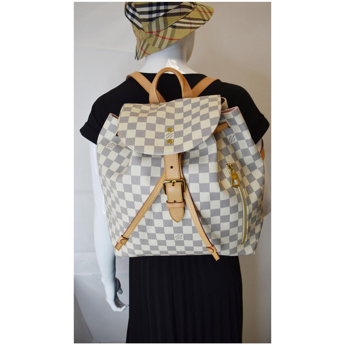 Louis Sperone Damier Azur Backpack Bag White White 1