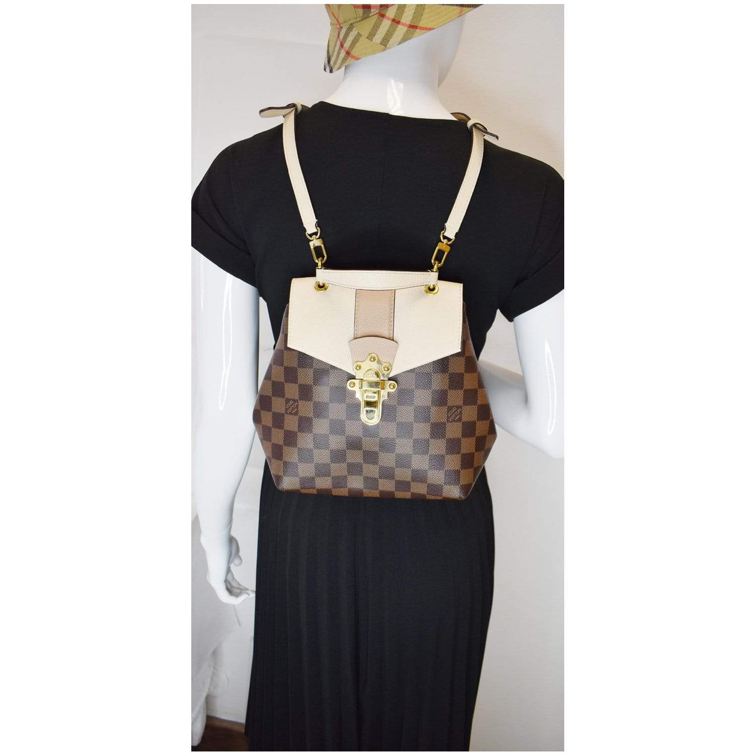 Louis Clapton Damier Ebene Backpack Bag Brown