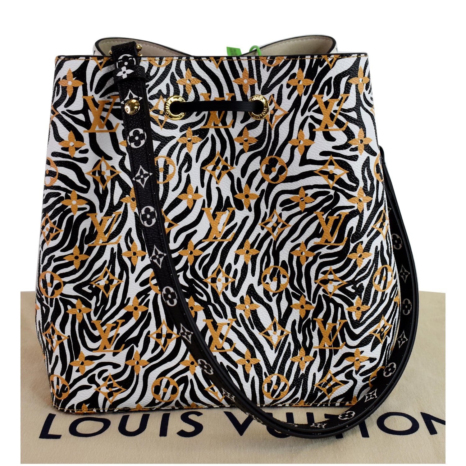 Louis Neonoe Mm Jungle Shoulder Bag Ivory Canvas Monogram