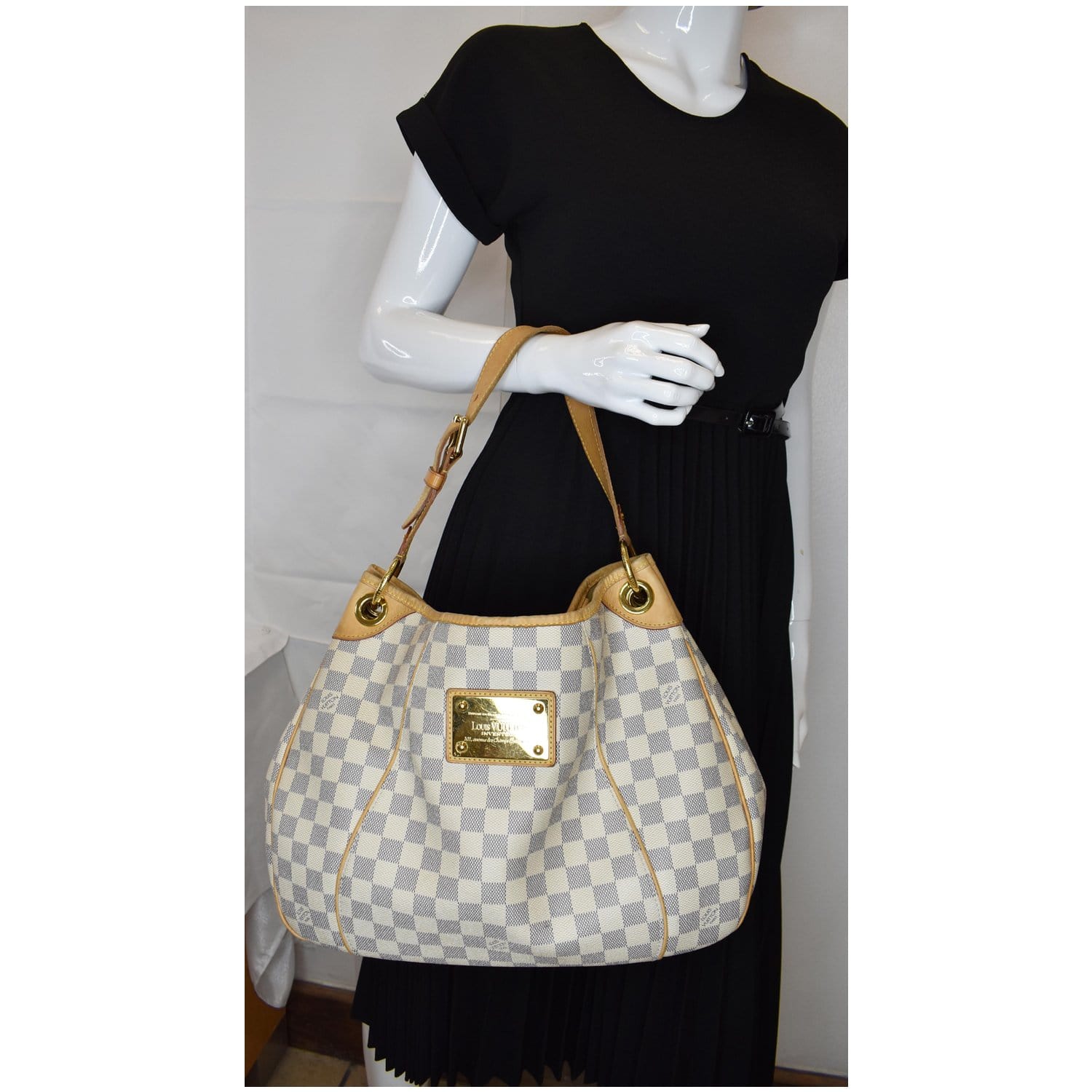Louis Galliera Pm Damier Azur Shoulder Bag White