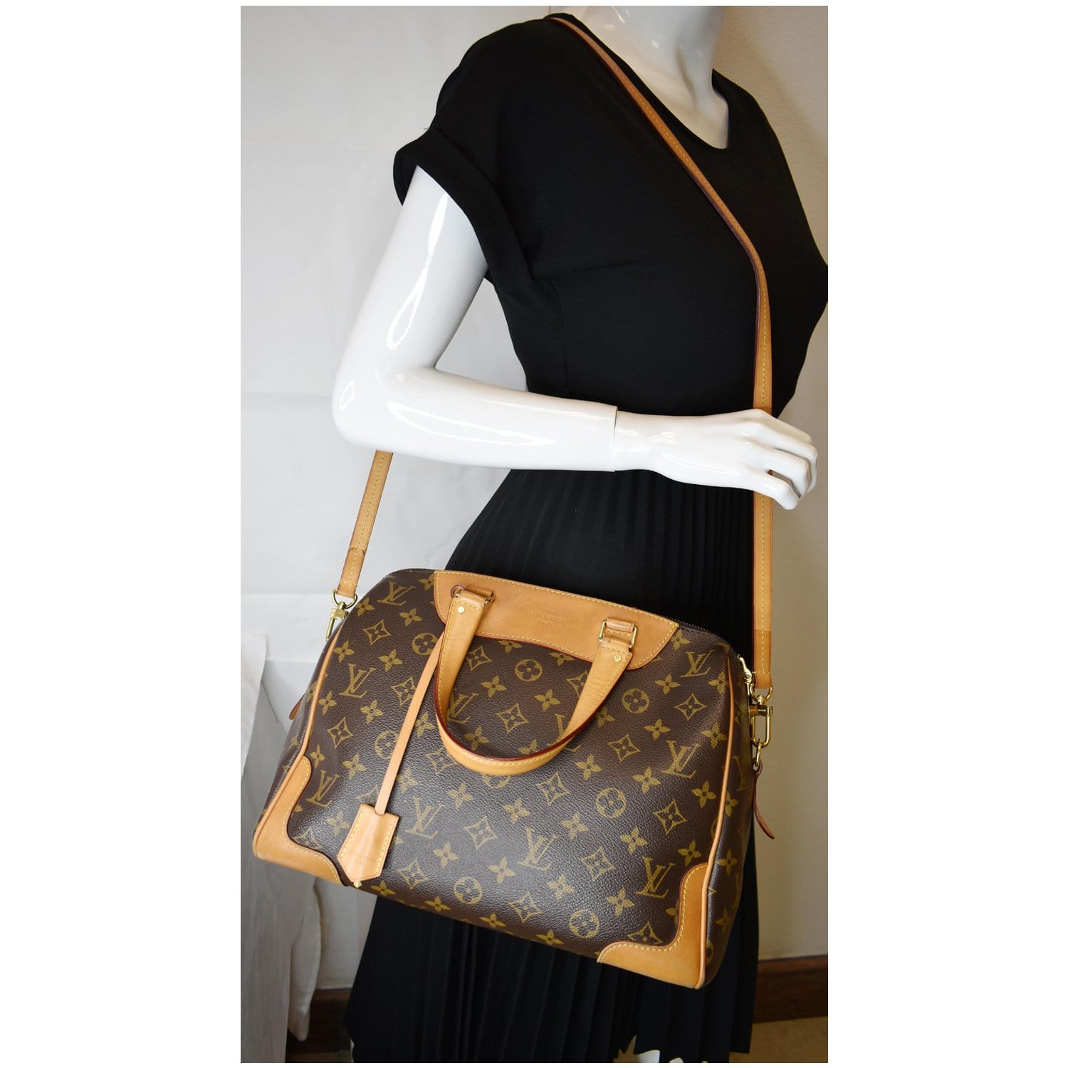 Louis Retiro Nm 2Way Shoulder Bag Canvas Monogram Bag Brown