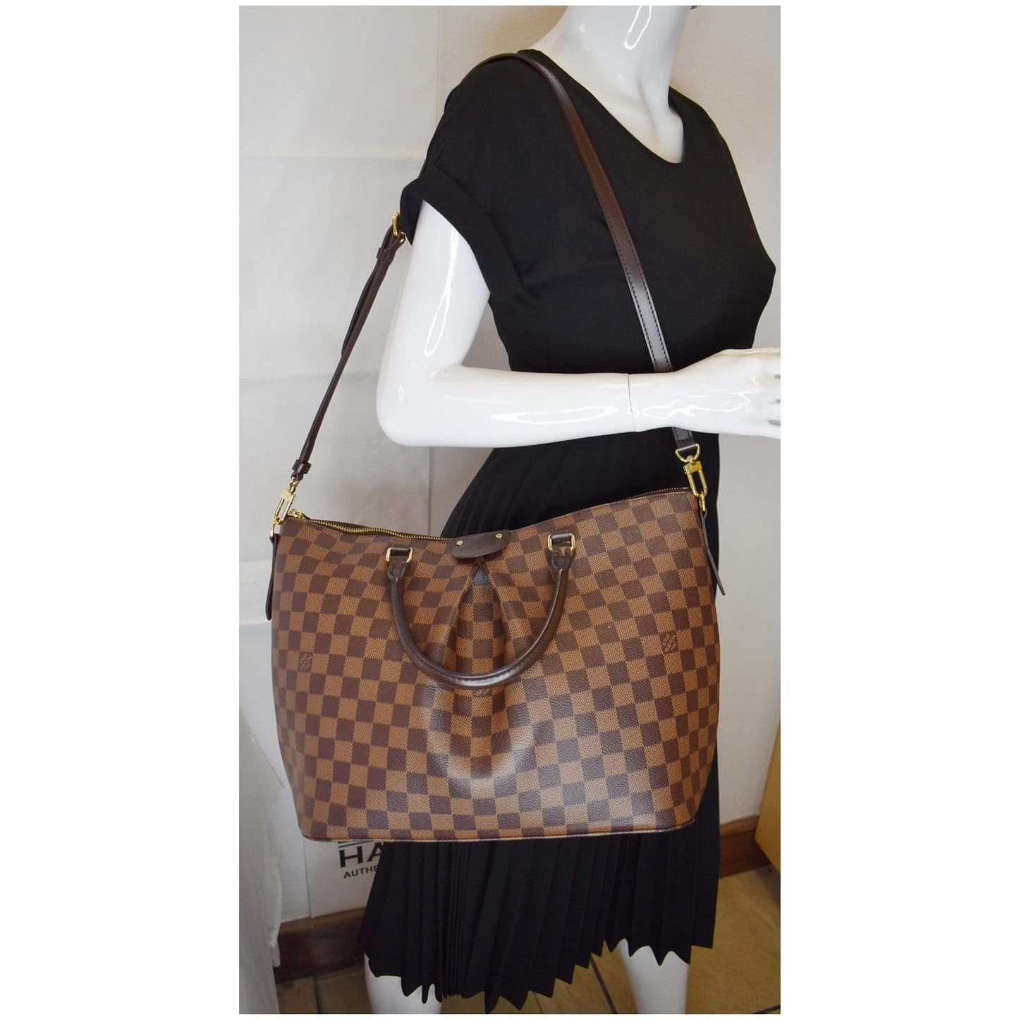 Louis Siena Gm Damier Ebene Shoulder Bag Brown
