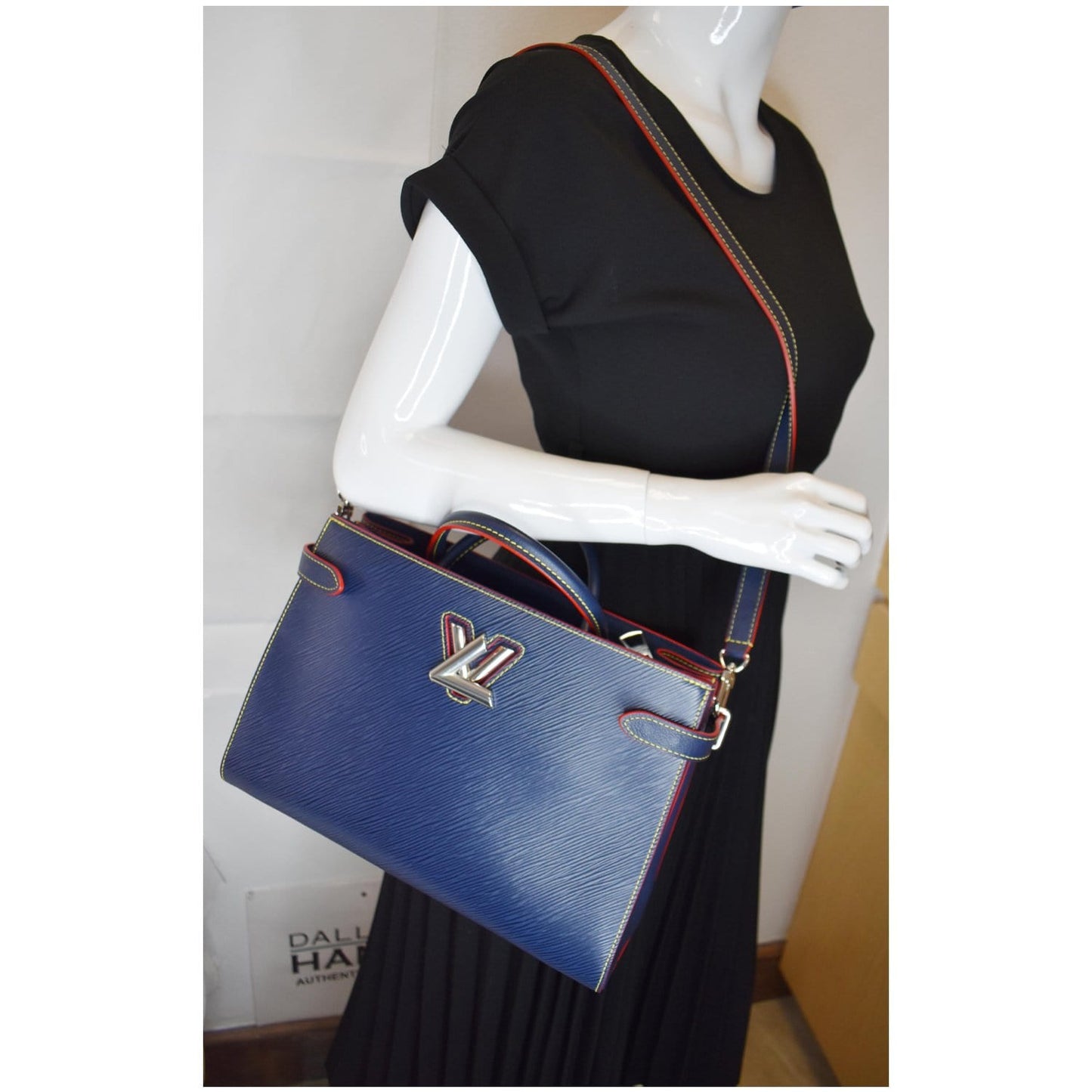 Louis Twist Epi 2Way Tote Bag Indigo Leather