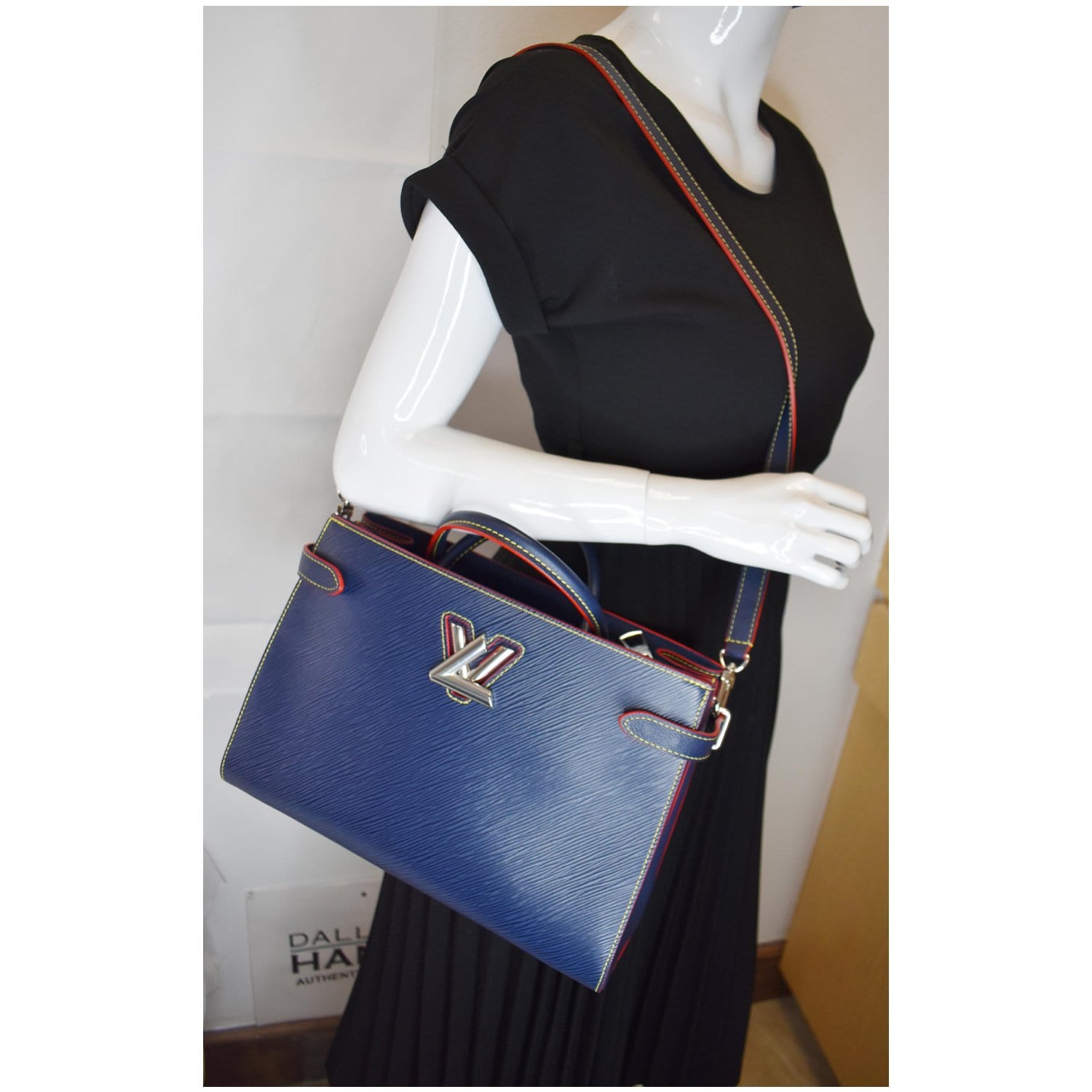 Louis Twist Epi 2Way Tote Bag Indigo Leather