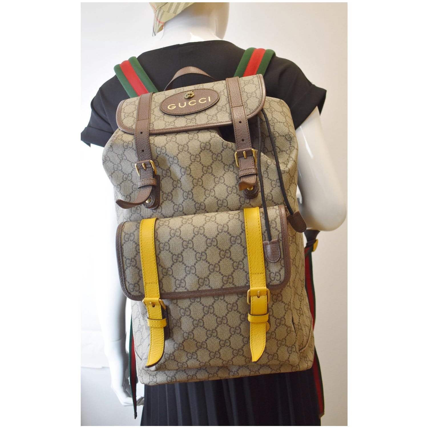 Gucci Soft Supreme Backpack Bag Canvas Beige