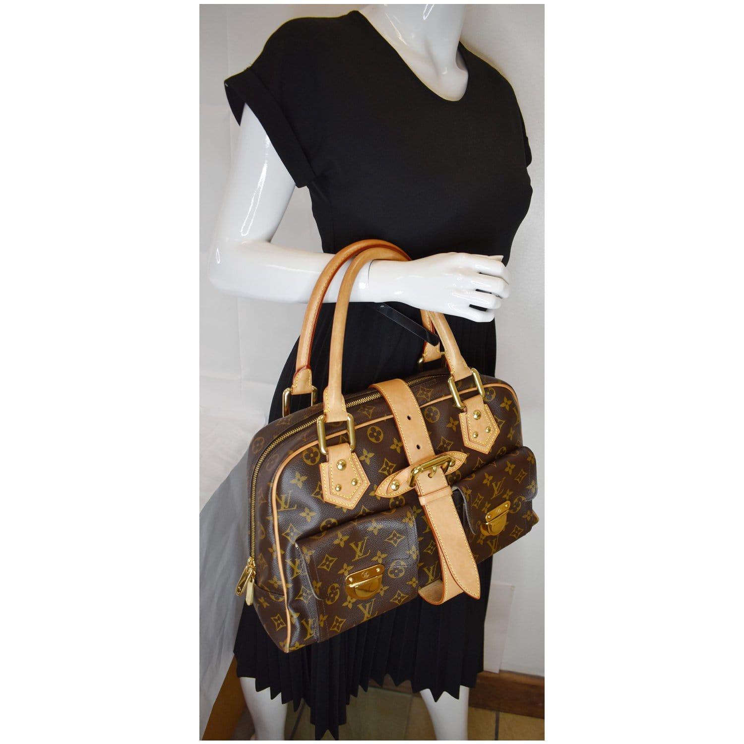 Louis Manhattan Gm Satchel Bag Canvas Monogram Travel Bag Bag Brown