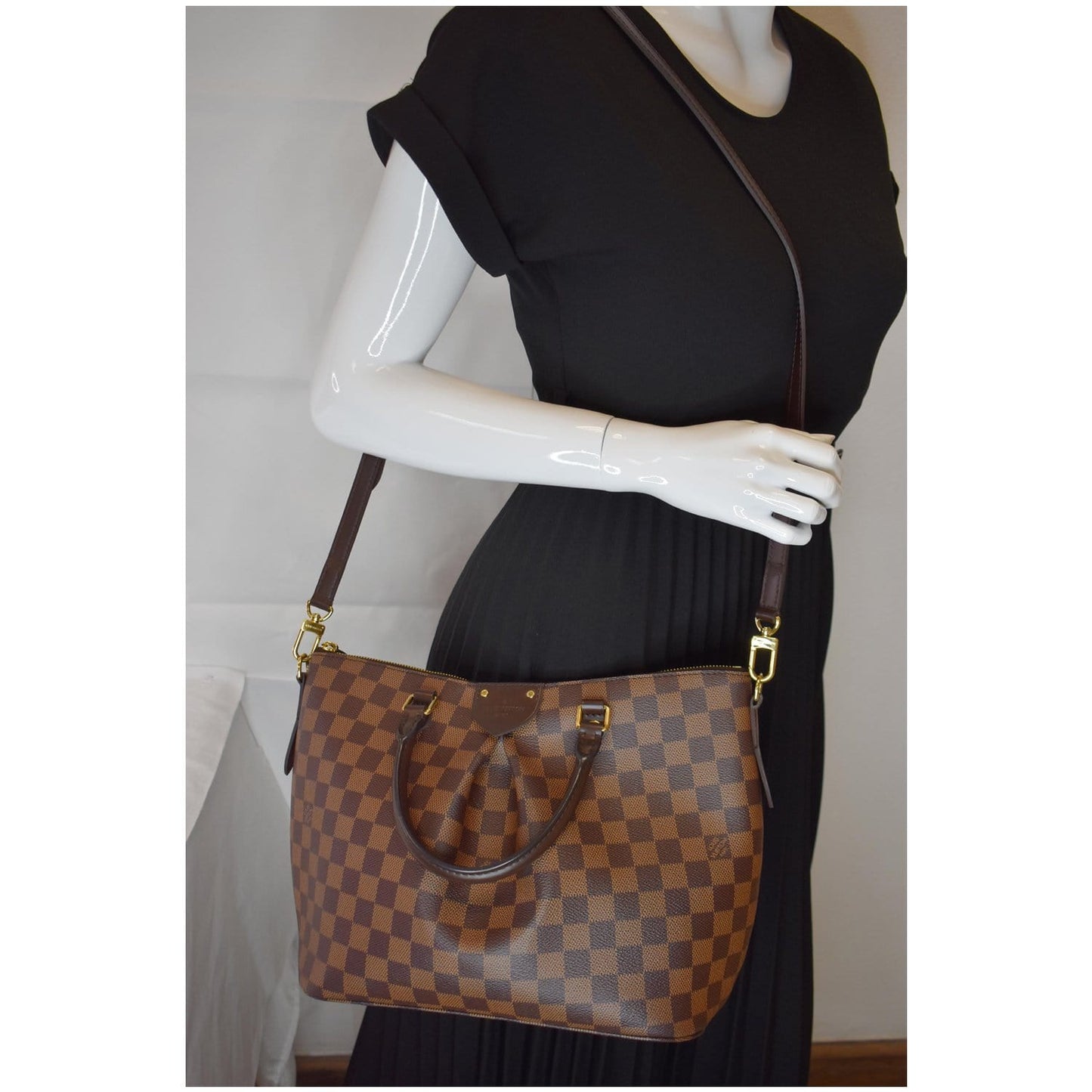 Louis Siena Pm Damier Ebene Shoulder Bag Brown Brown 1