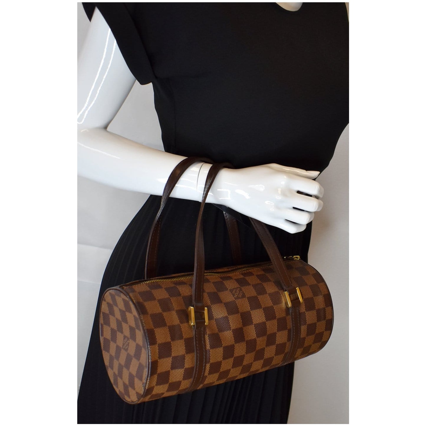 Louis Papillon Damier Ebene Satchel Bag Brown Travel Bag
