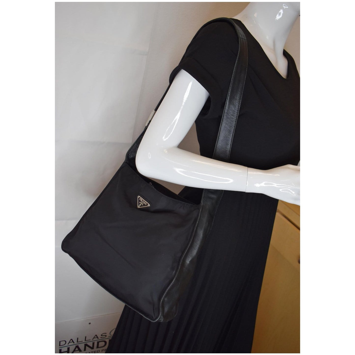 Prada Strap Shoulder Bag Leather Nylon