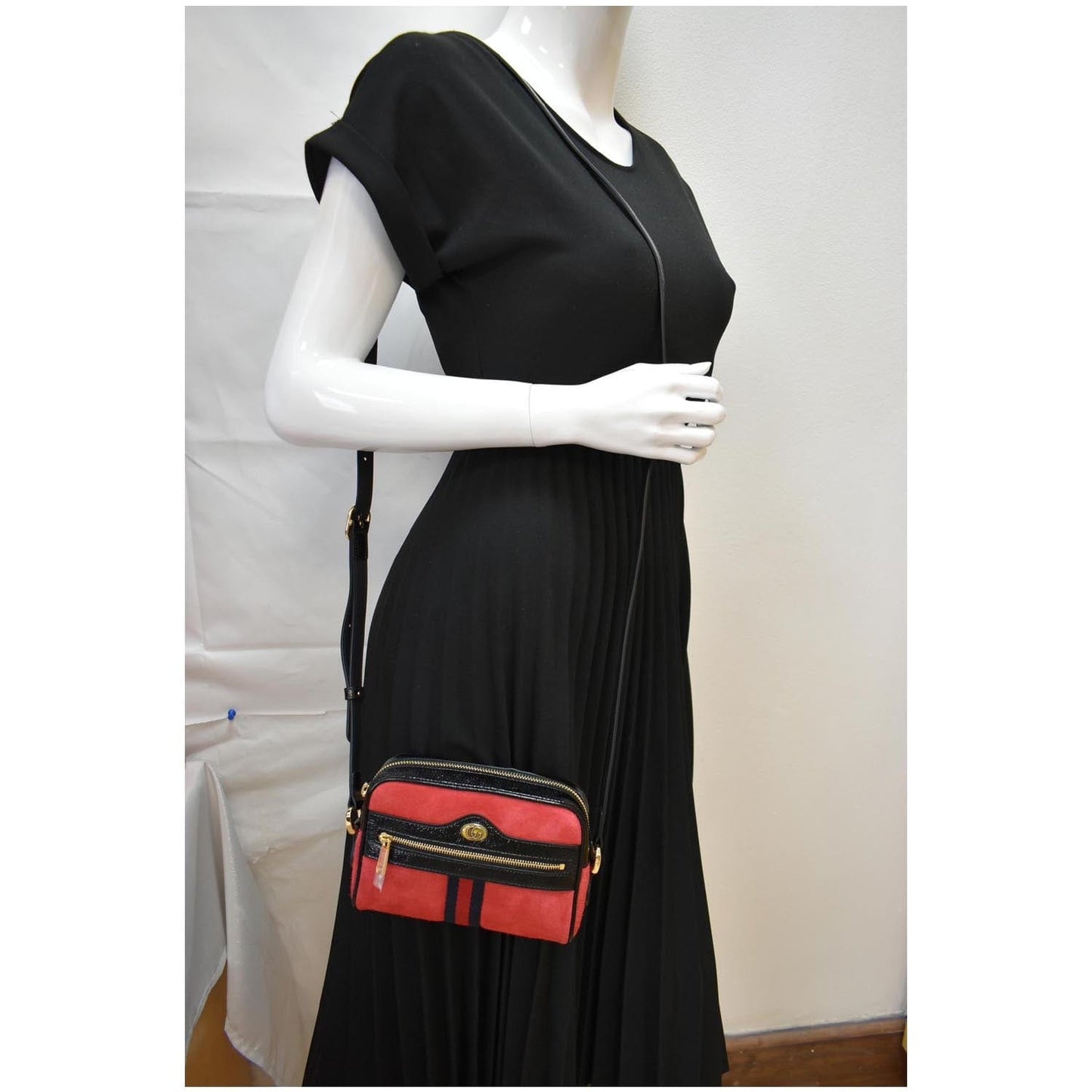 Gucci Ophidia Mini Web Crossbody Bag Leather Suede