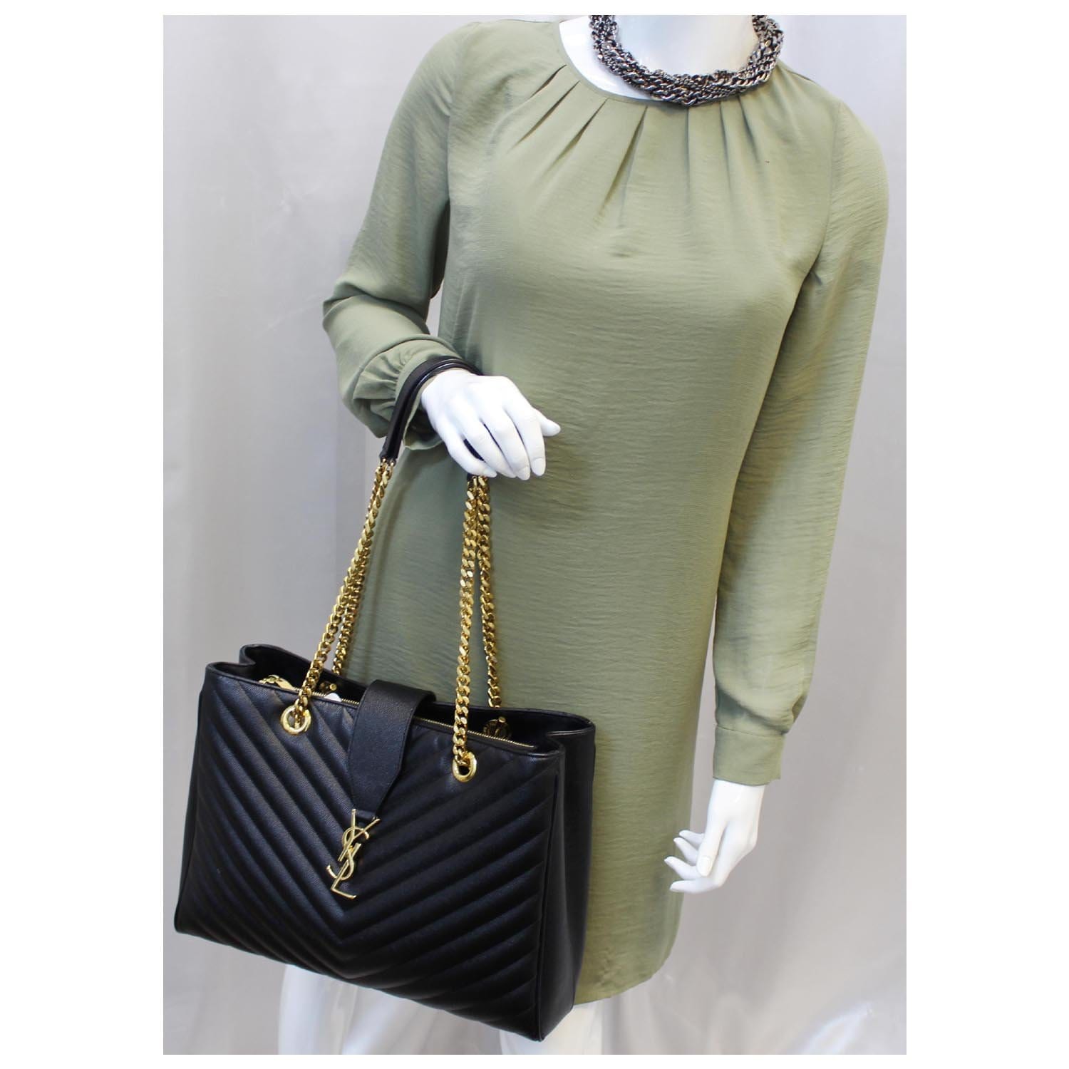 YSL Saint Laurent Saint Chevron Large Shopper Bag Matelasse Monogram Tote Bag