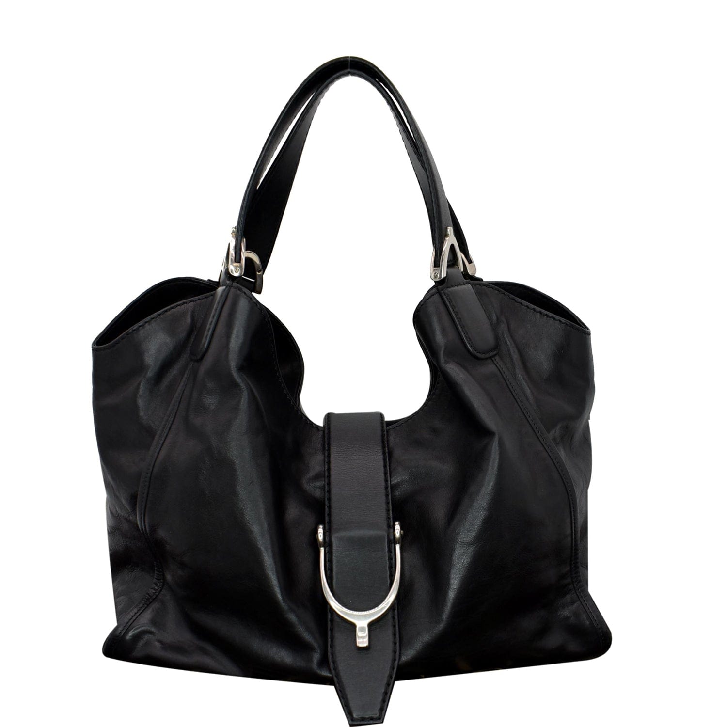 Gucci Soft Stirrup Shoulder Bag Leather Black