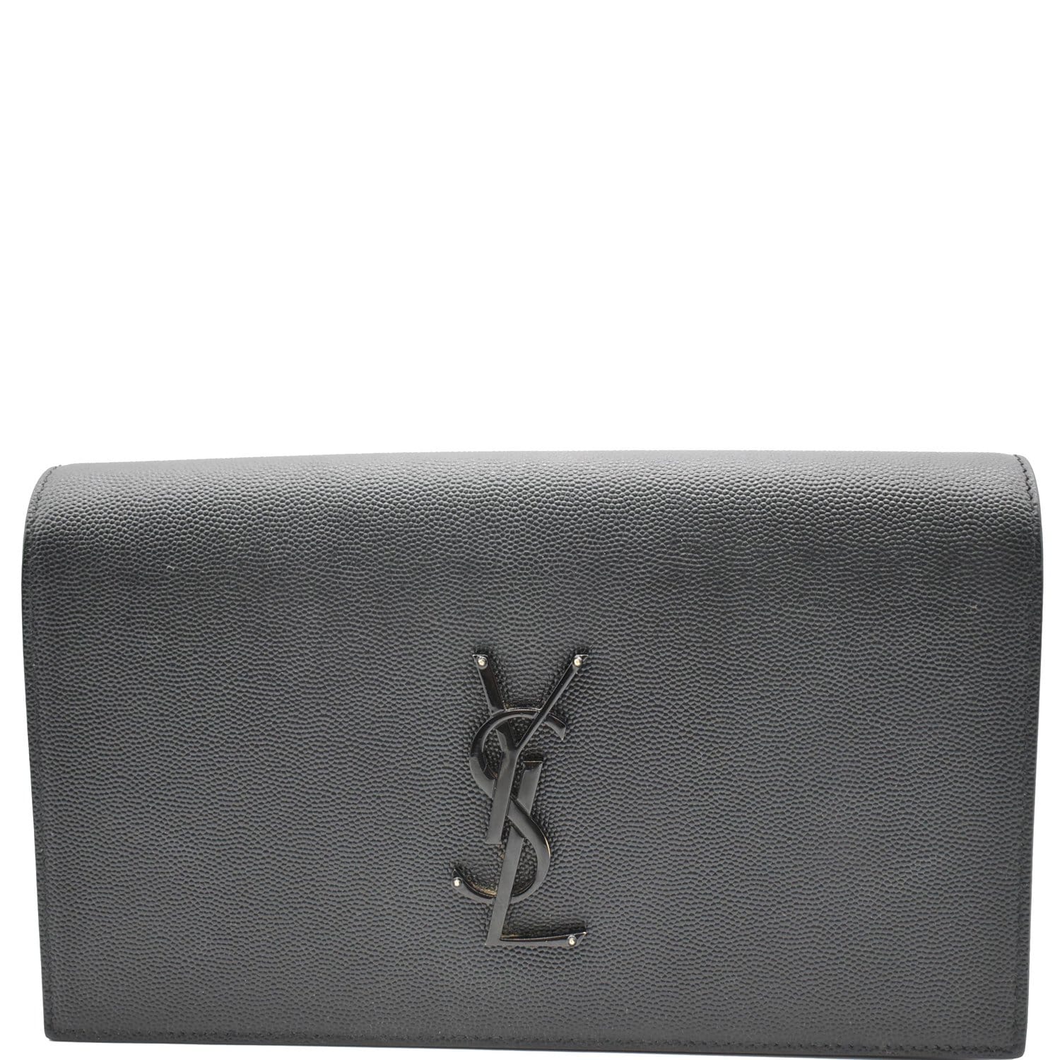 YSL Saint Laurent Saint Kate Pebbled Clutch Wallet Leather Black Clutch Bag