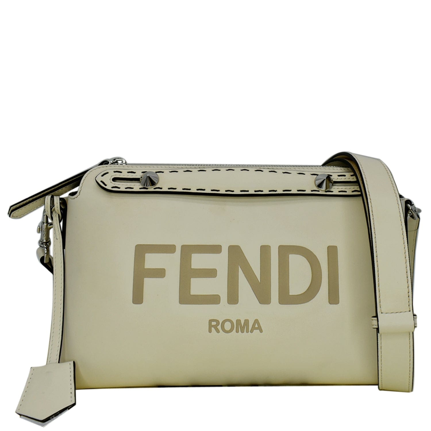 Fendi By The Way Boston Bag Leather White Shoulder Bag