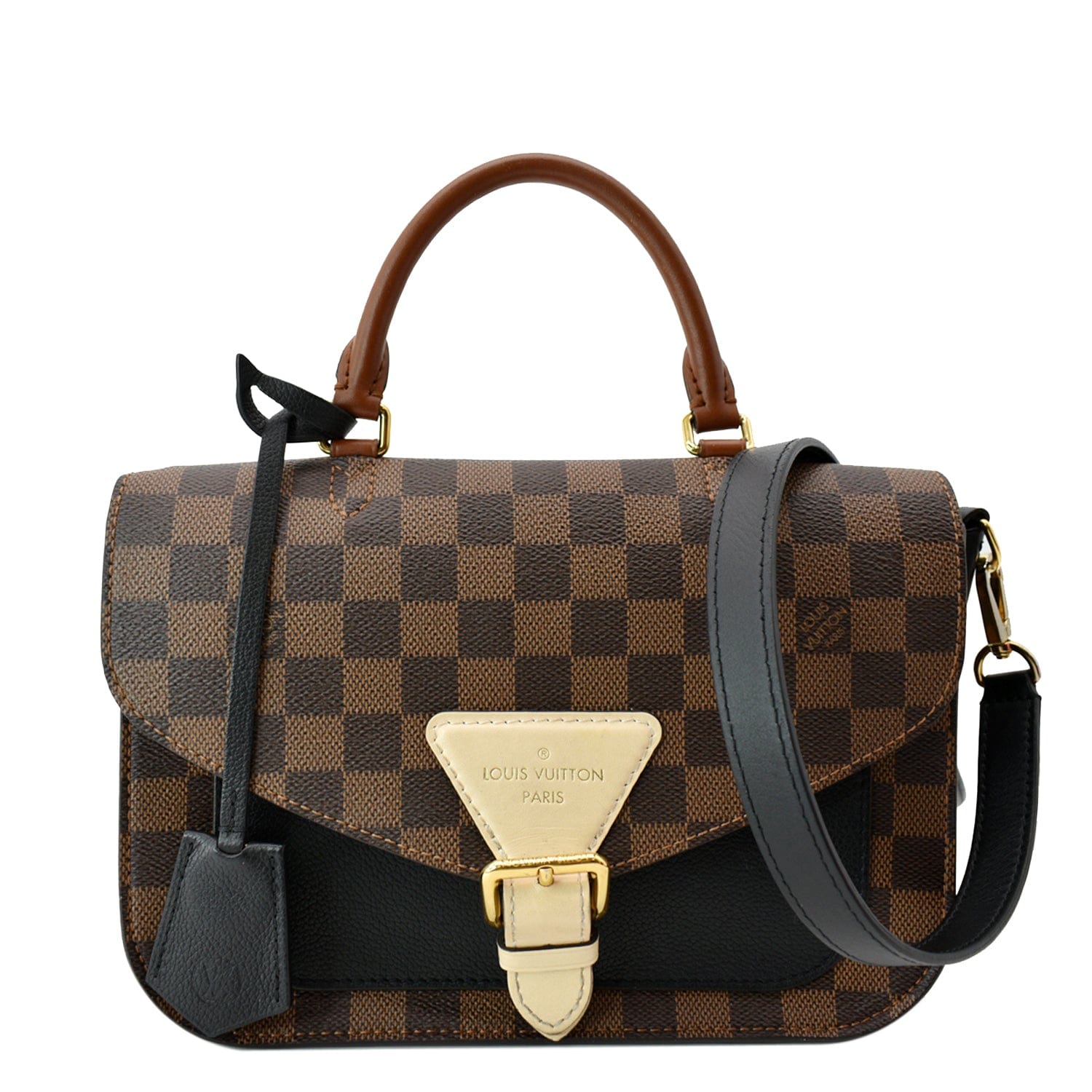 Louis Beaumarchais Damier Ebene Shoulder Bag Brown
